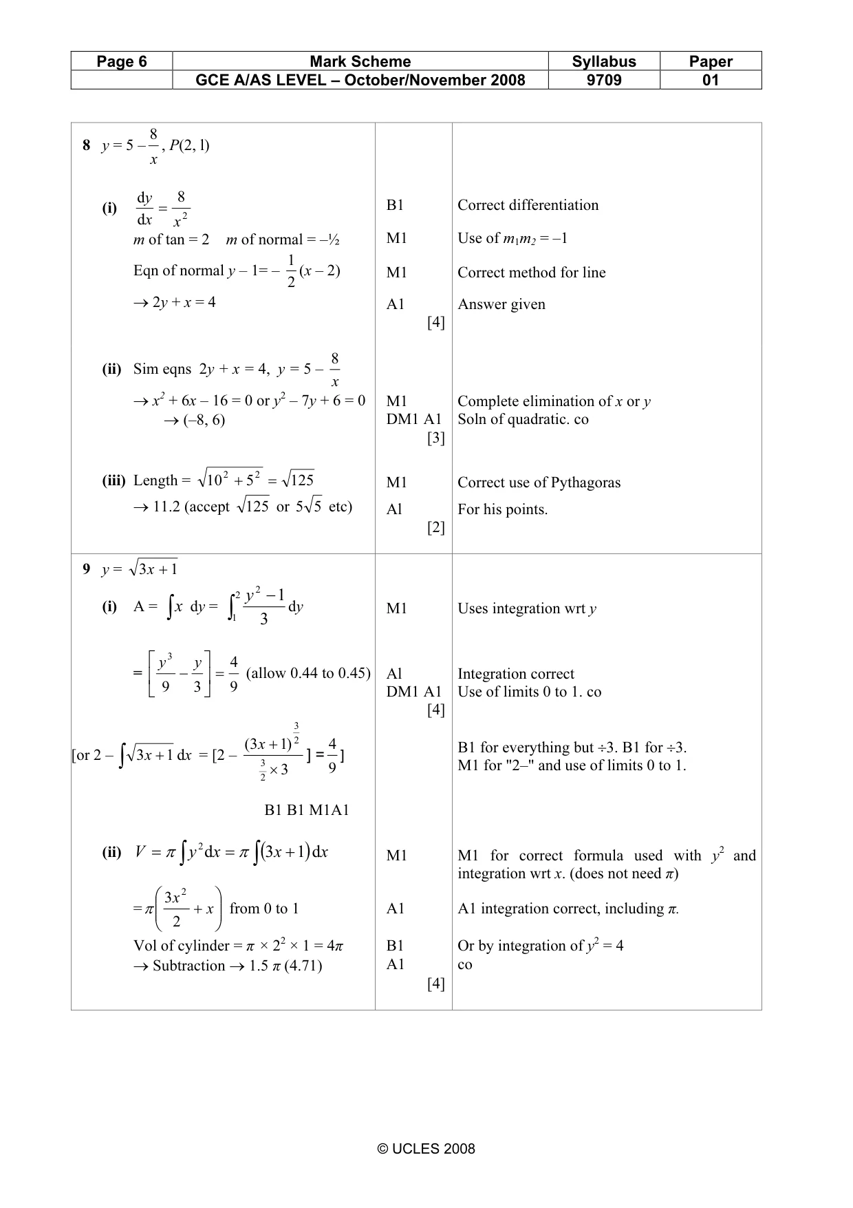 Mark scheme, page 6 of 7