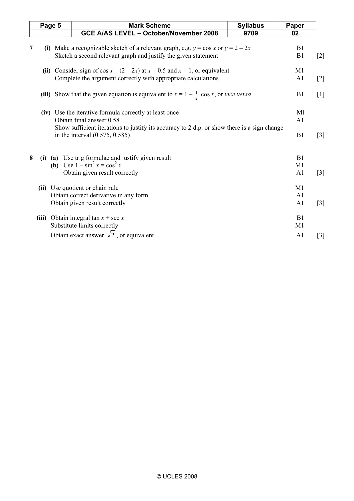 Mark scheme, page 5 of 5