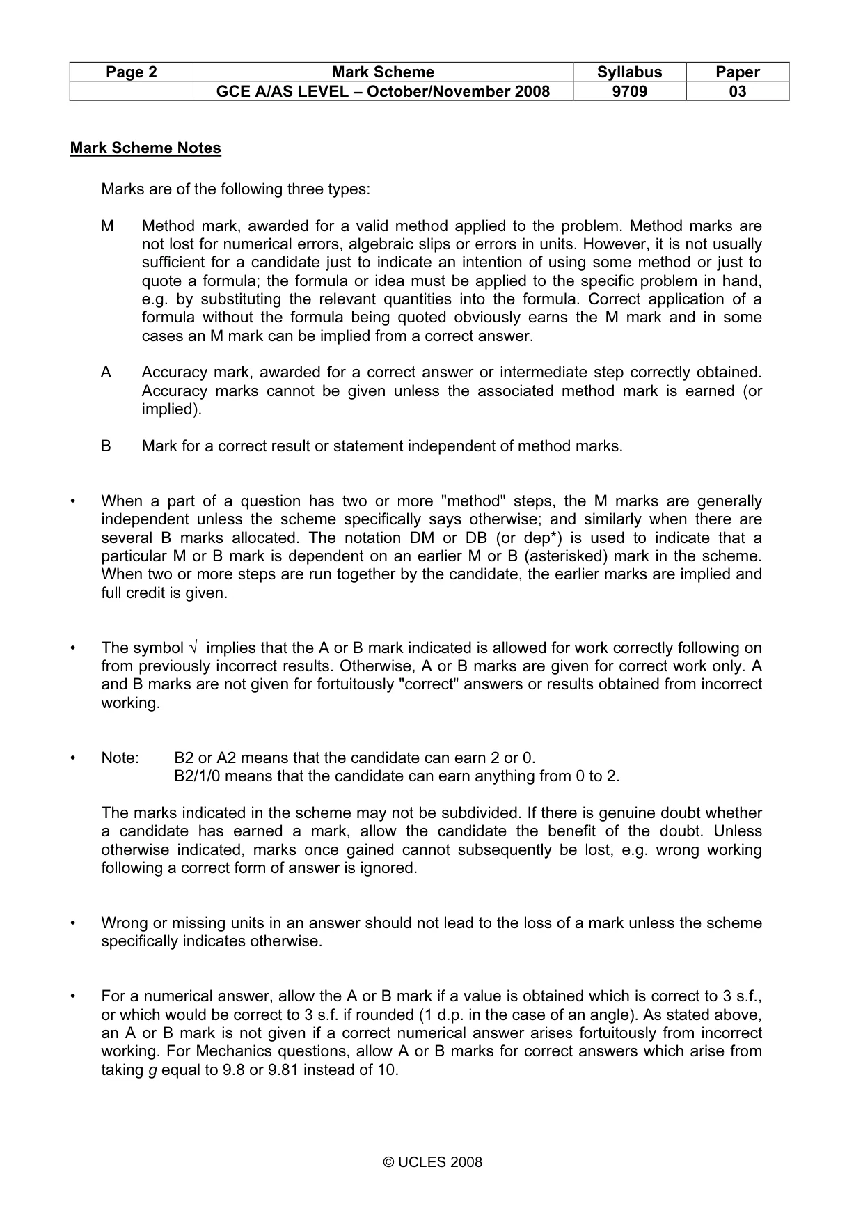 Mark scheme, page 2 of 8