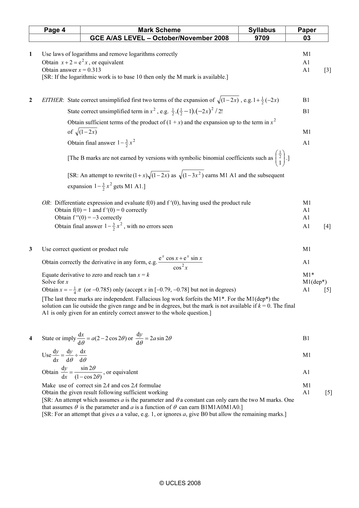 Mark scheme, page 4 of 8