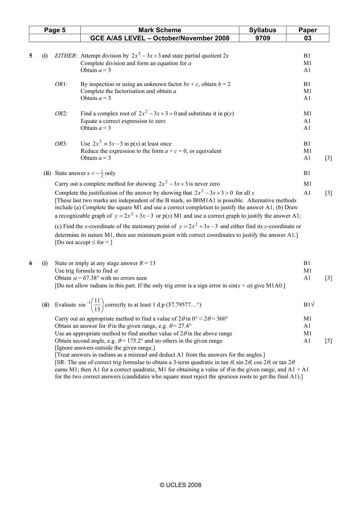 Mark scheme, page 5 of 8