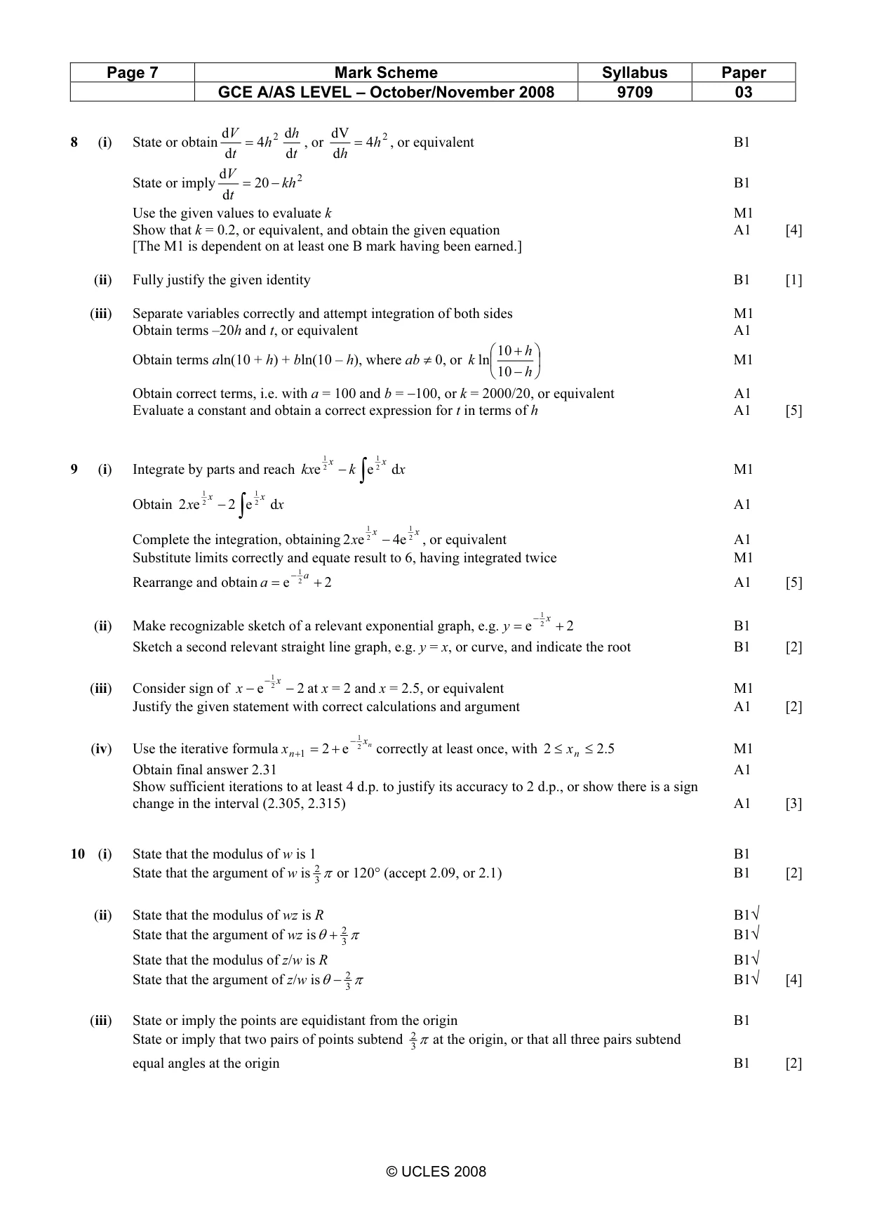 Mark scheme, page 7 of 8