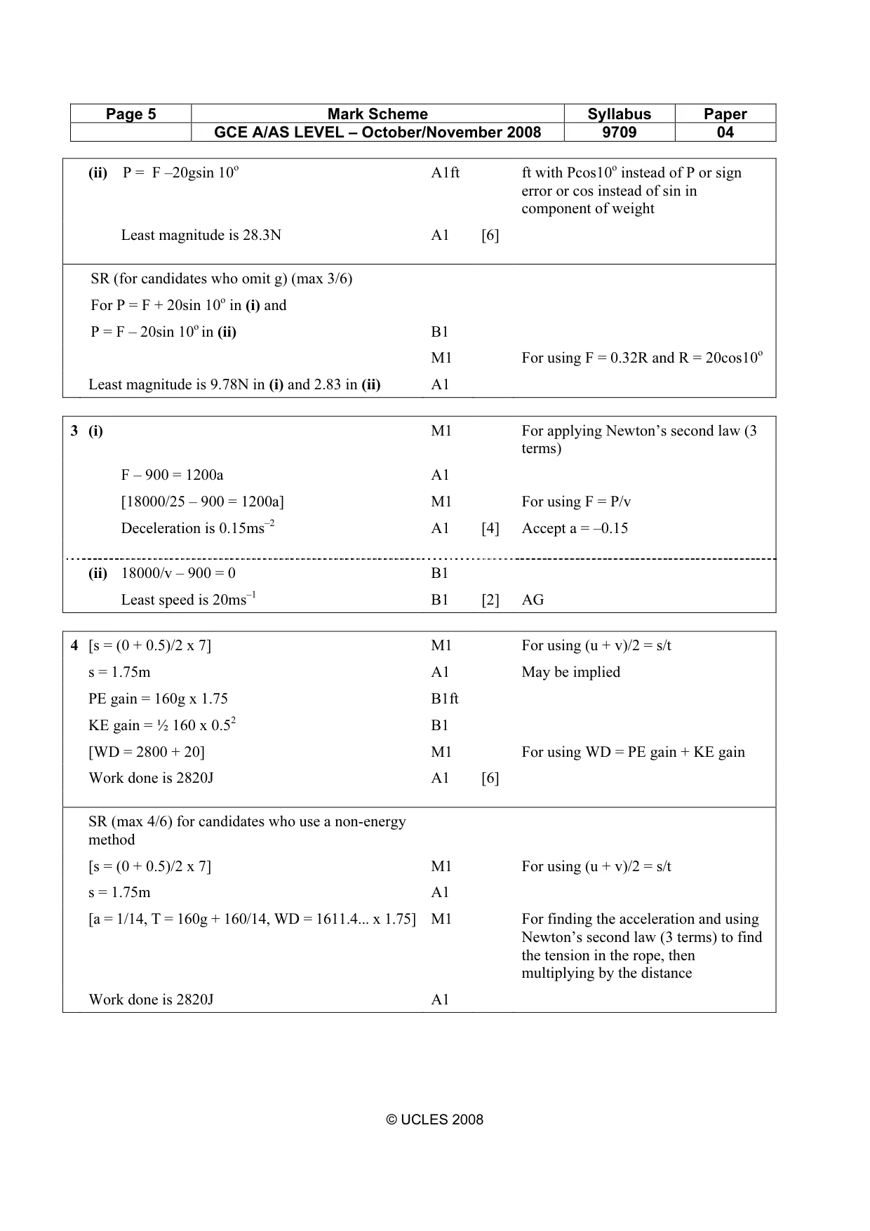 Mark scheme, page 5 of 7