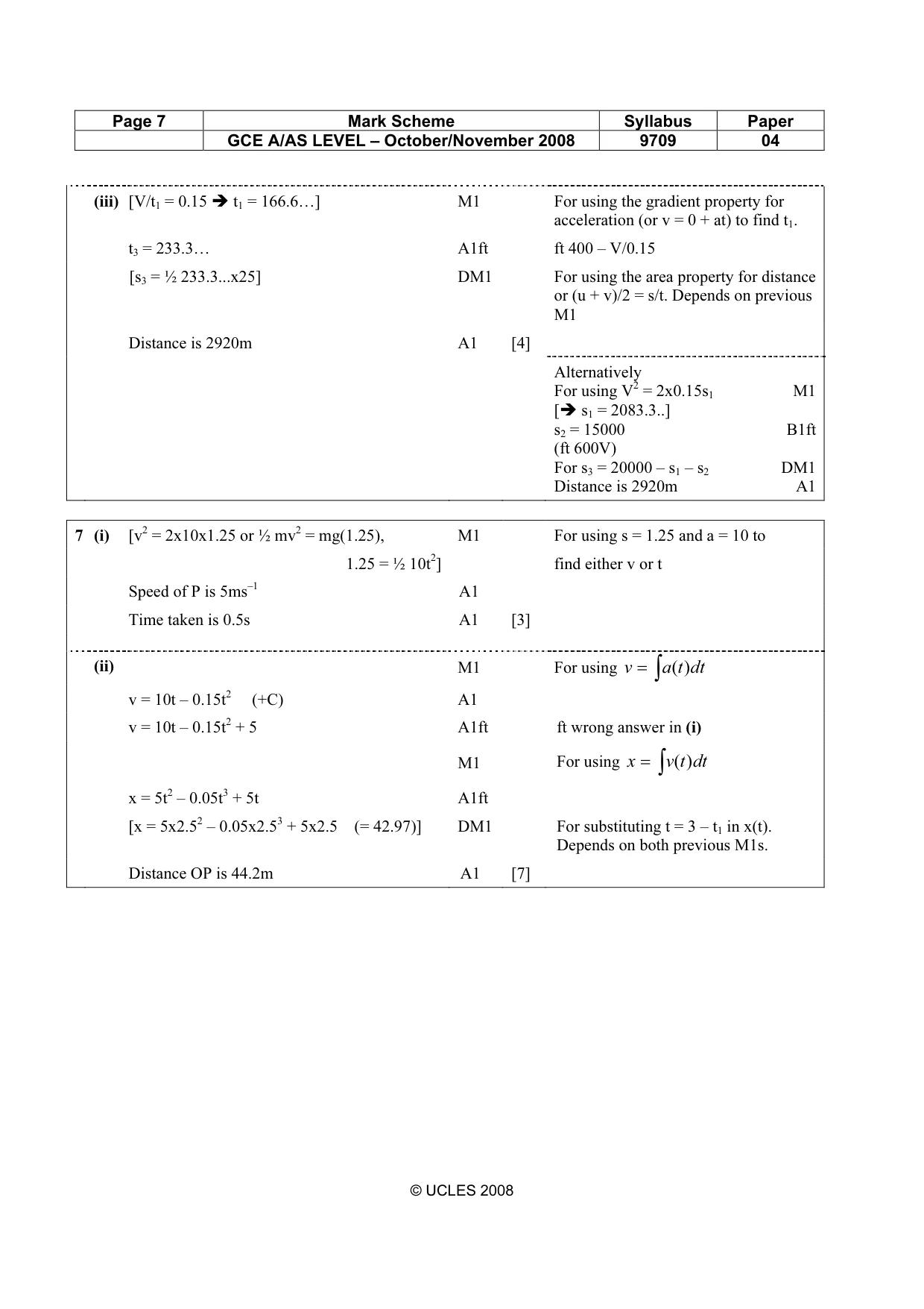 Mark scheme, page 7 of 7