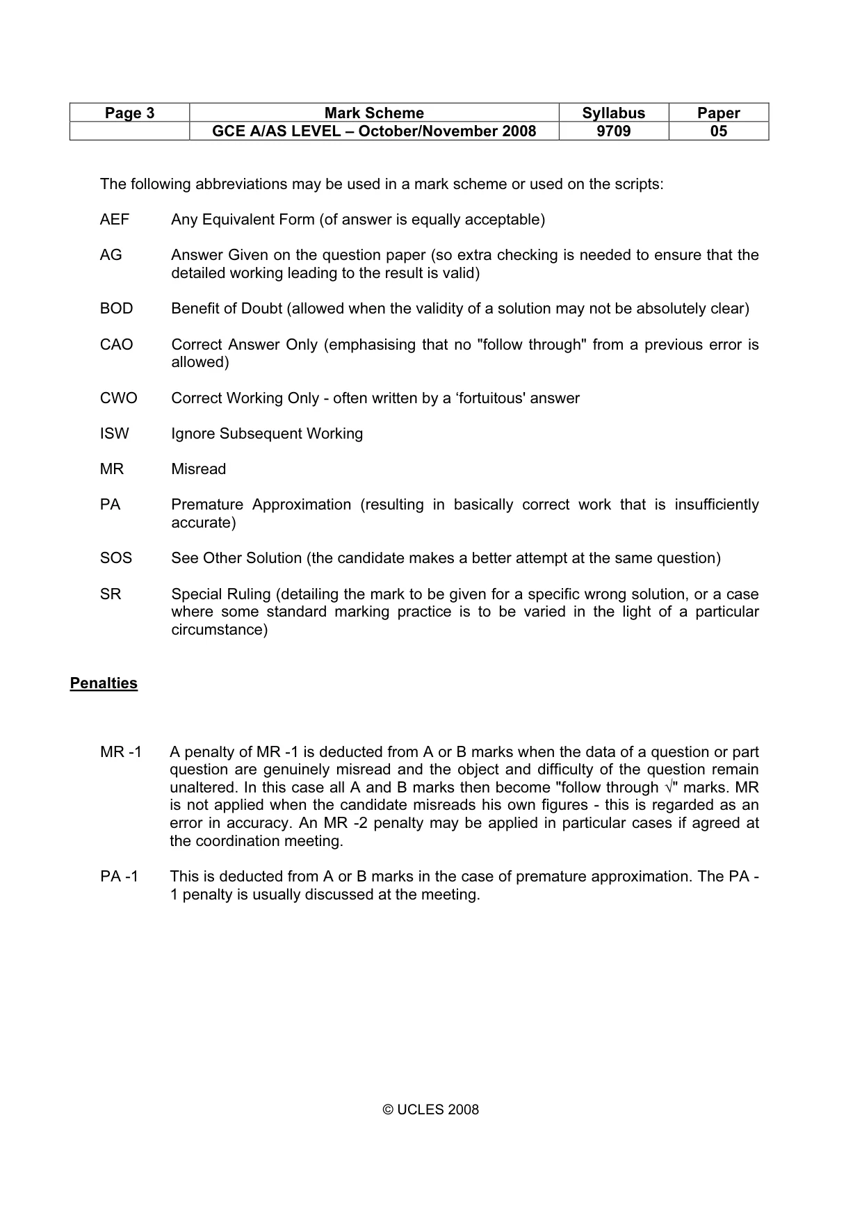 Mark scheme, page 3 of 6