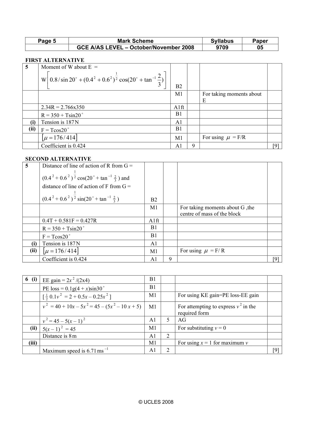 Mark scheme, page 5 of 6