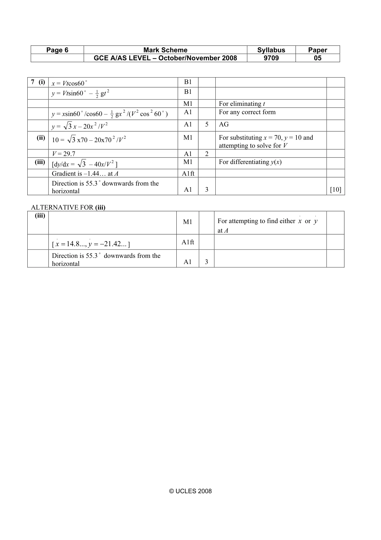 Mark scheme, page 6 of 6