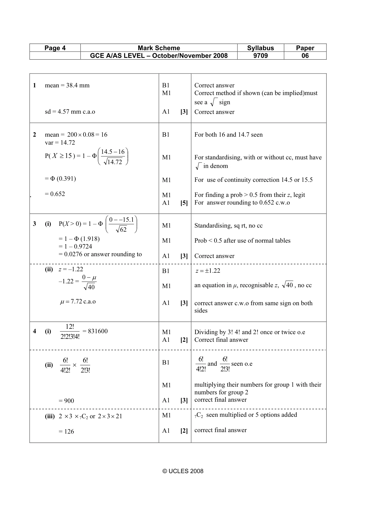 Mark scheme, page 4 of 7
