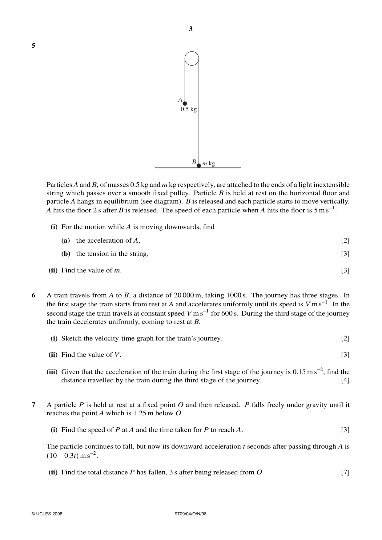 Cambridge A Level Mathematics 9709 2008 Oct/Nov Paper 4 · Variant 1 question paper, page 3 of 4