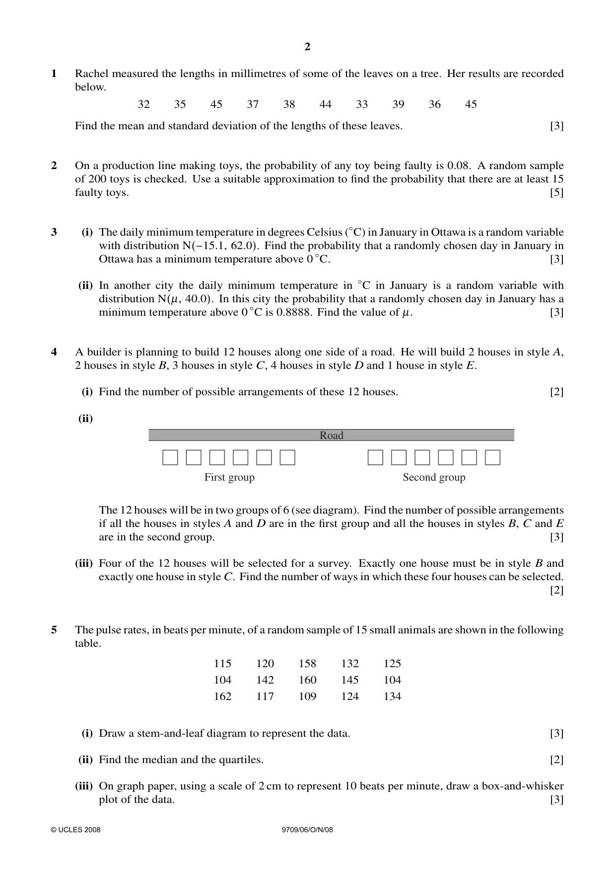 Cambridge A Level Mathematics 9709 2008 Oct/Nov Paper 6 · Variant 1 question paper, page 2 of 4