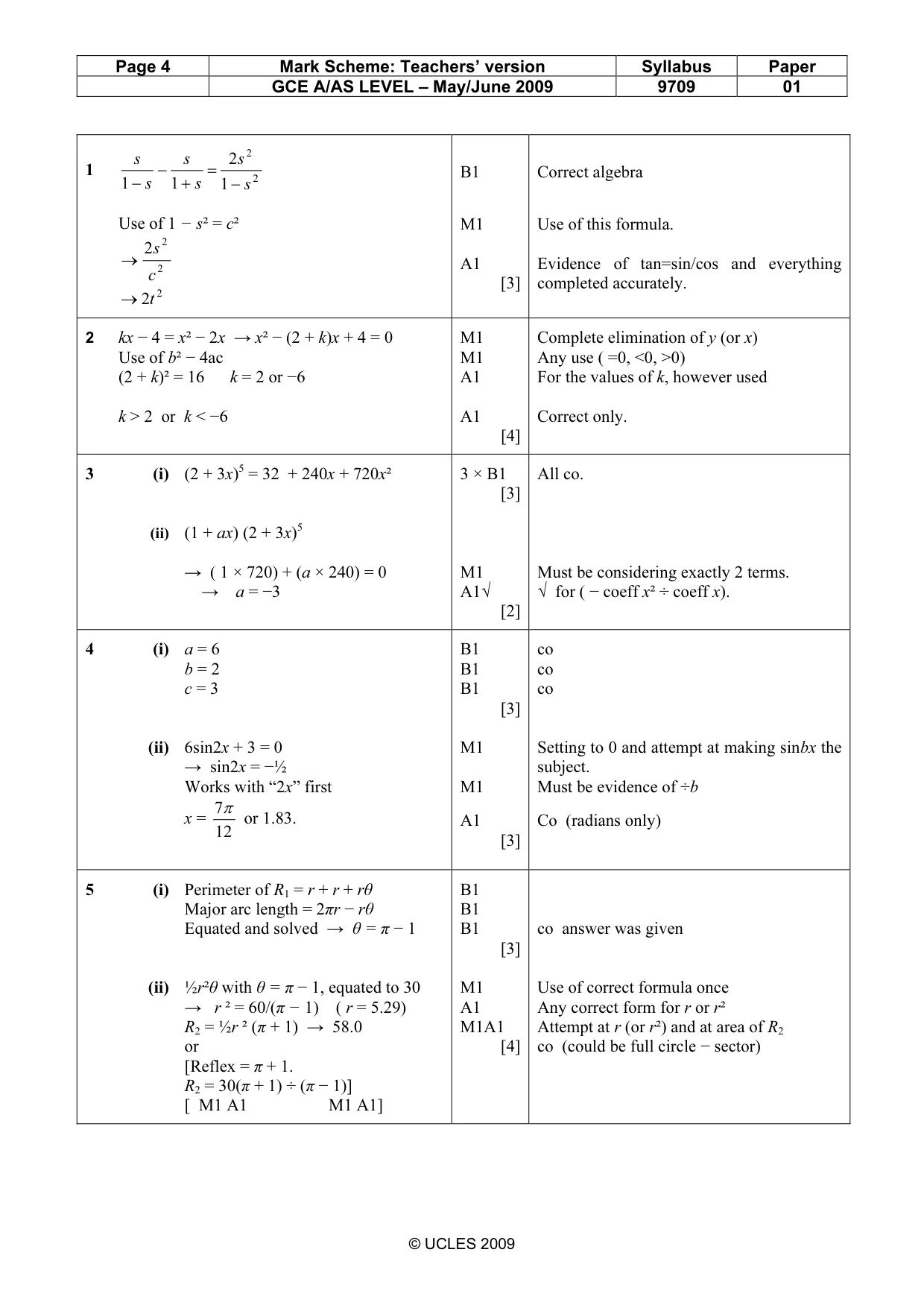 Mark scheme, page 4 of 6