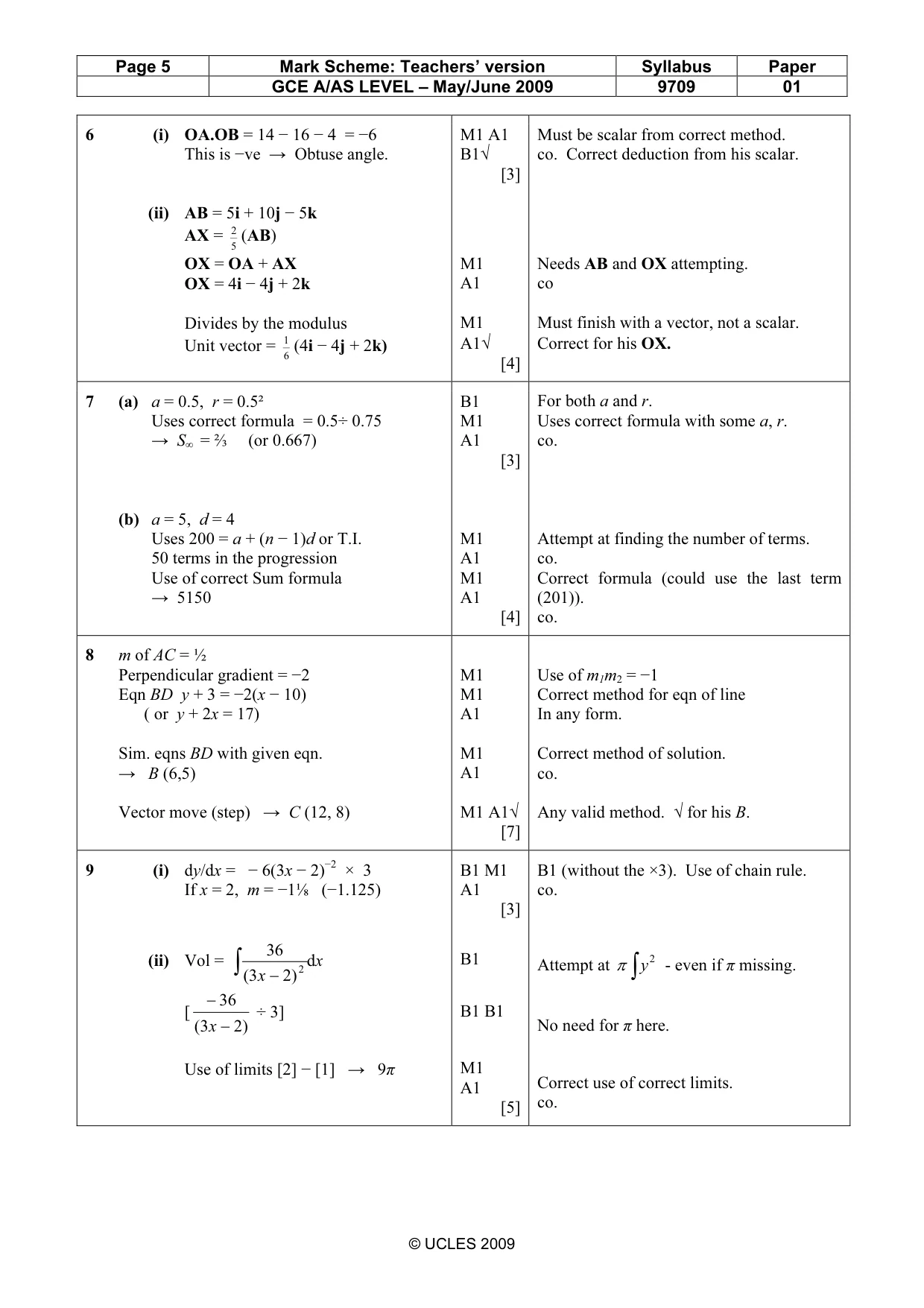 Mark scheme, page 5 of 6