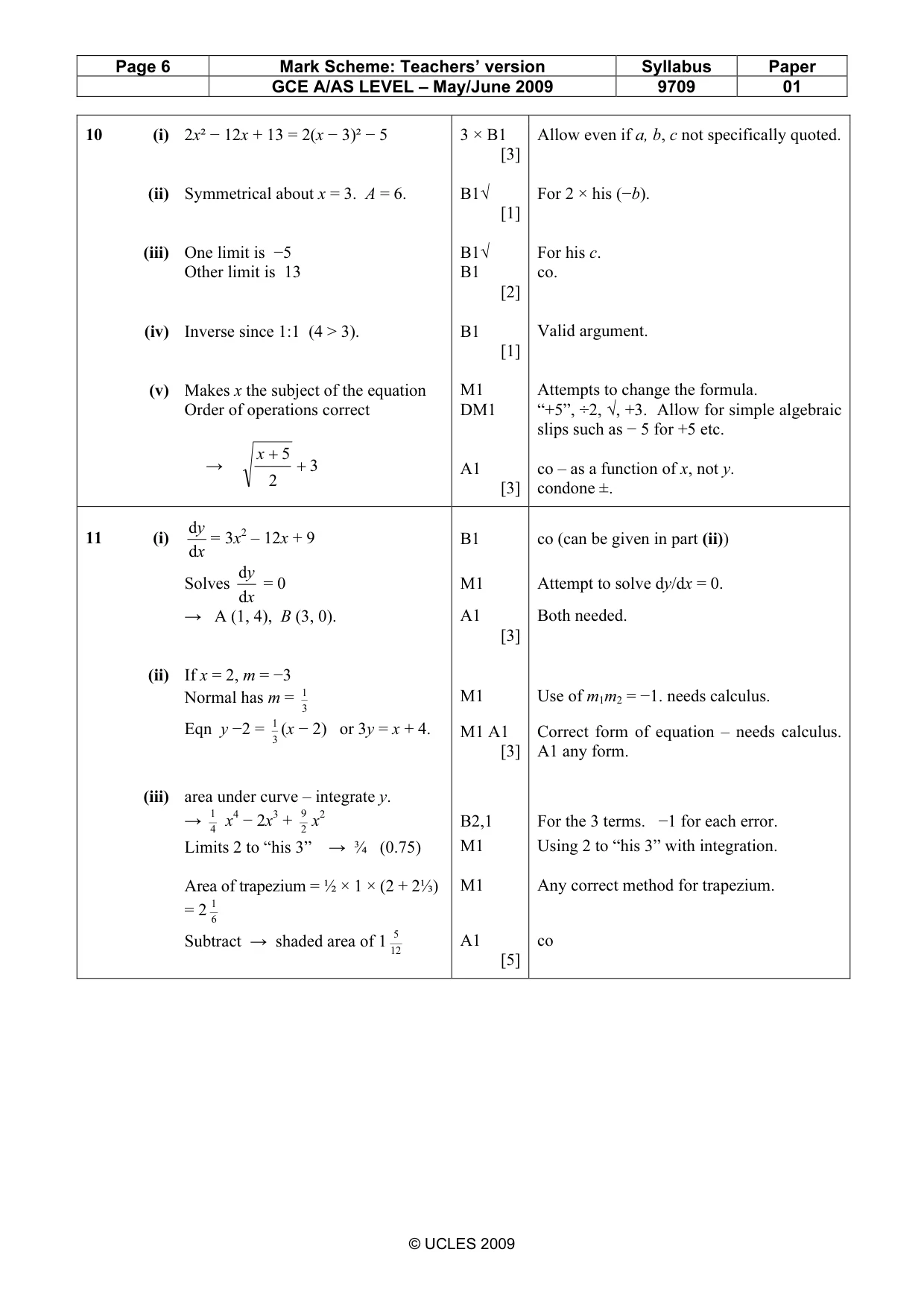 Mark scheme, page 6 of 6