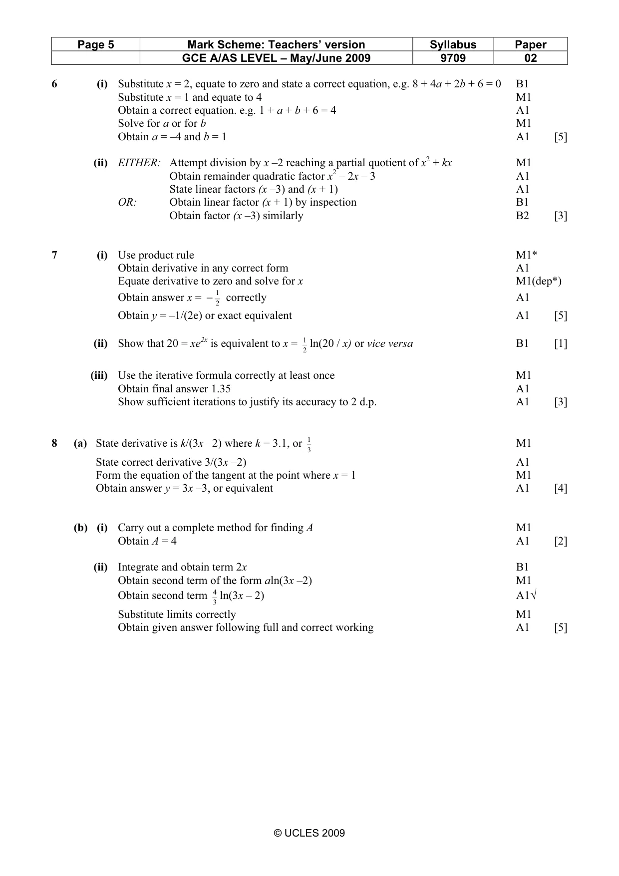 Mark scheme, page 5 of 5