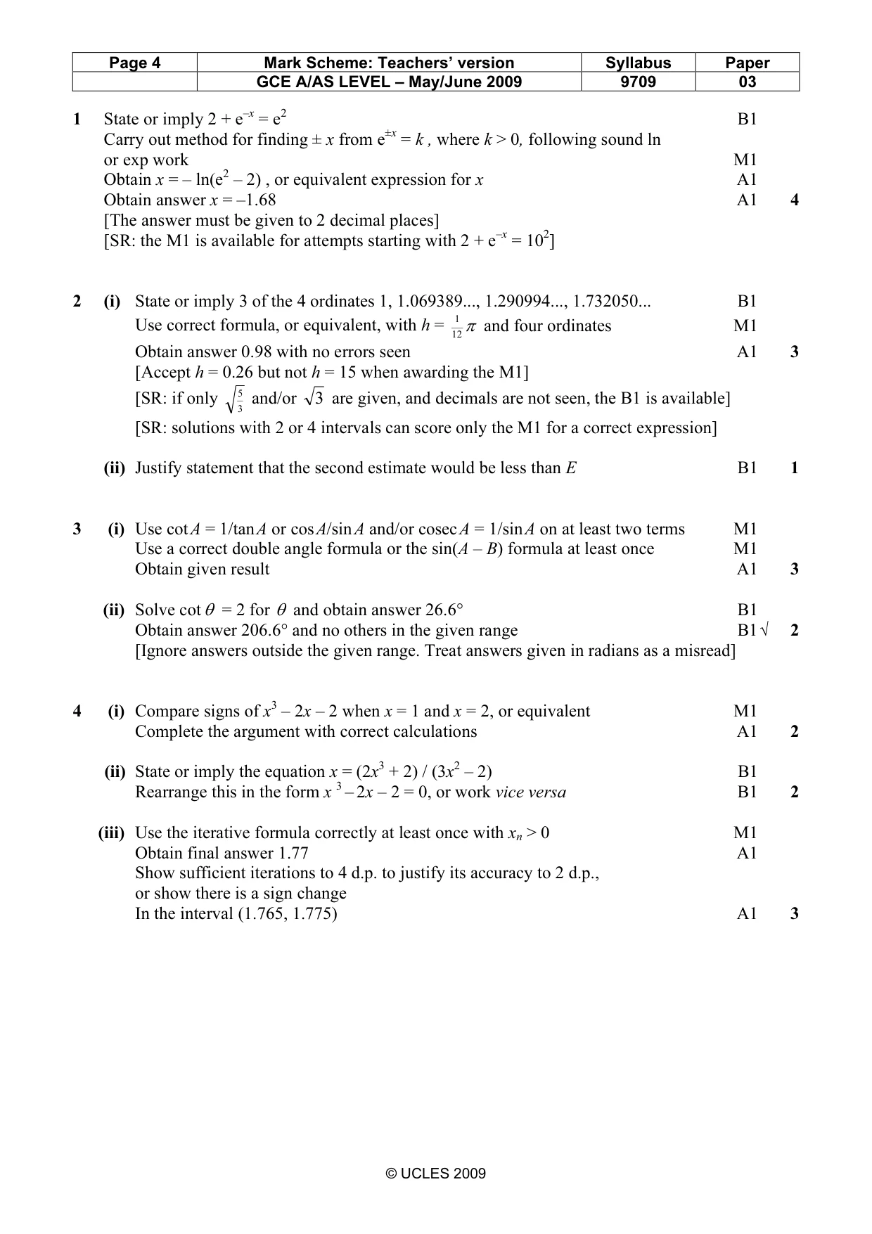 Mark scheme, page 4 of 8