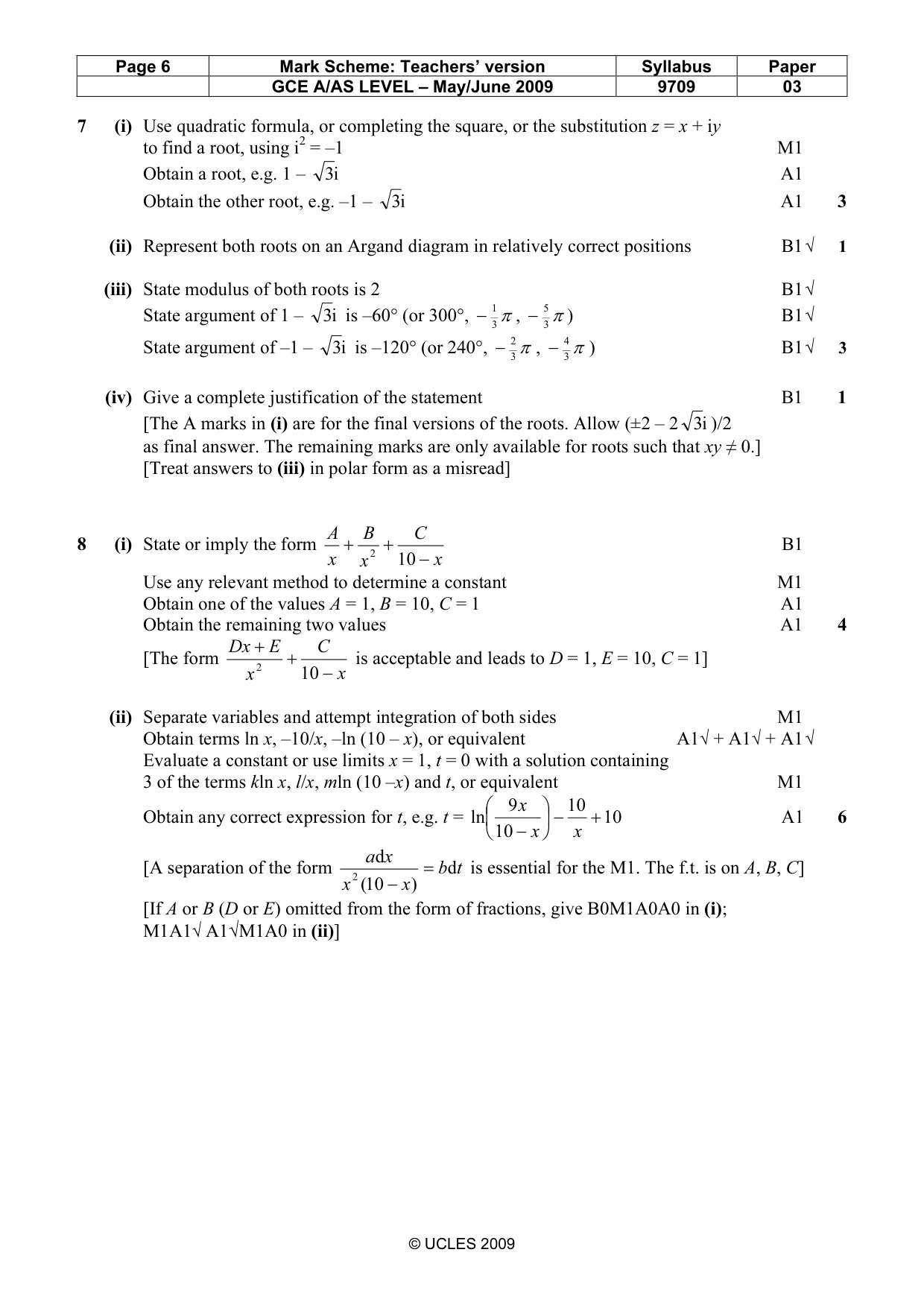 Mark scheme, page 6 of 8