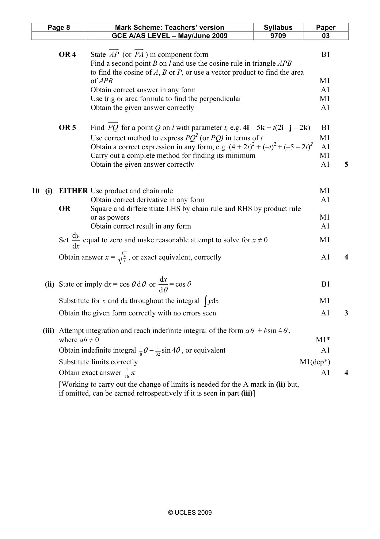 Mark scheme, page 8 of 8