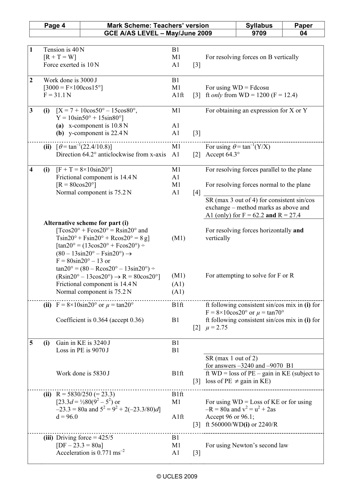 Mark scheme, page 4 of 5