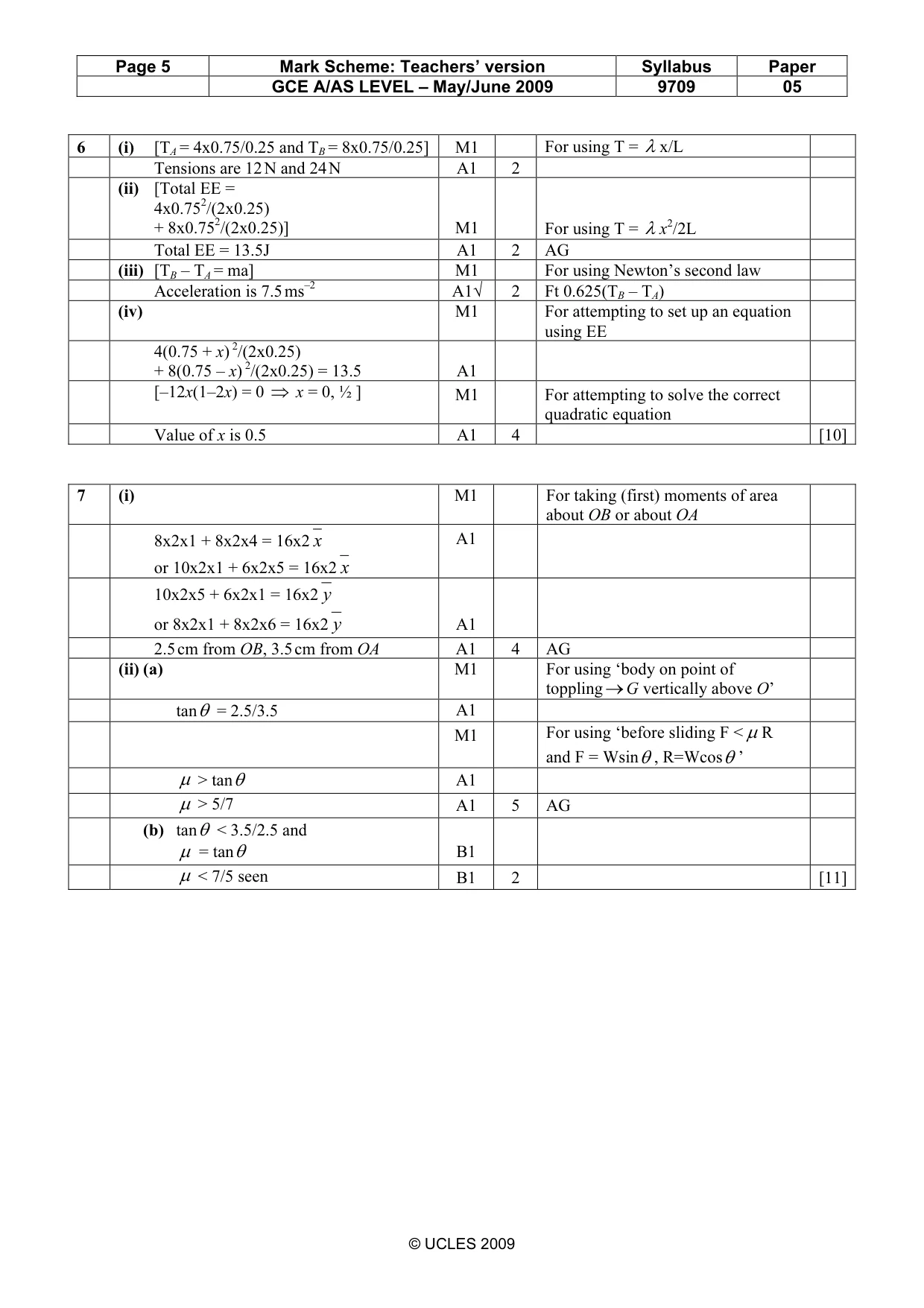 Mark scheme, page 5 of 5