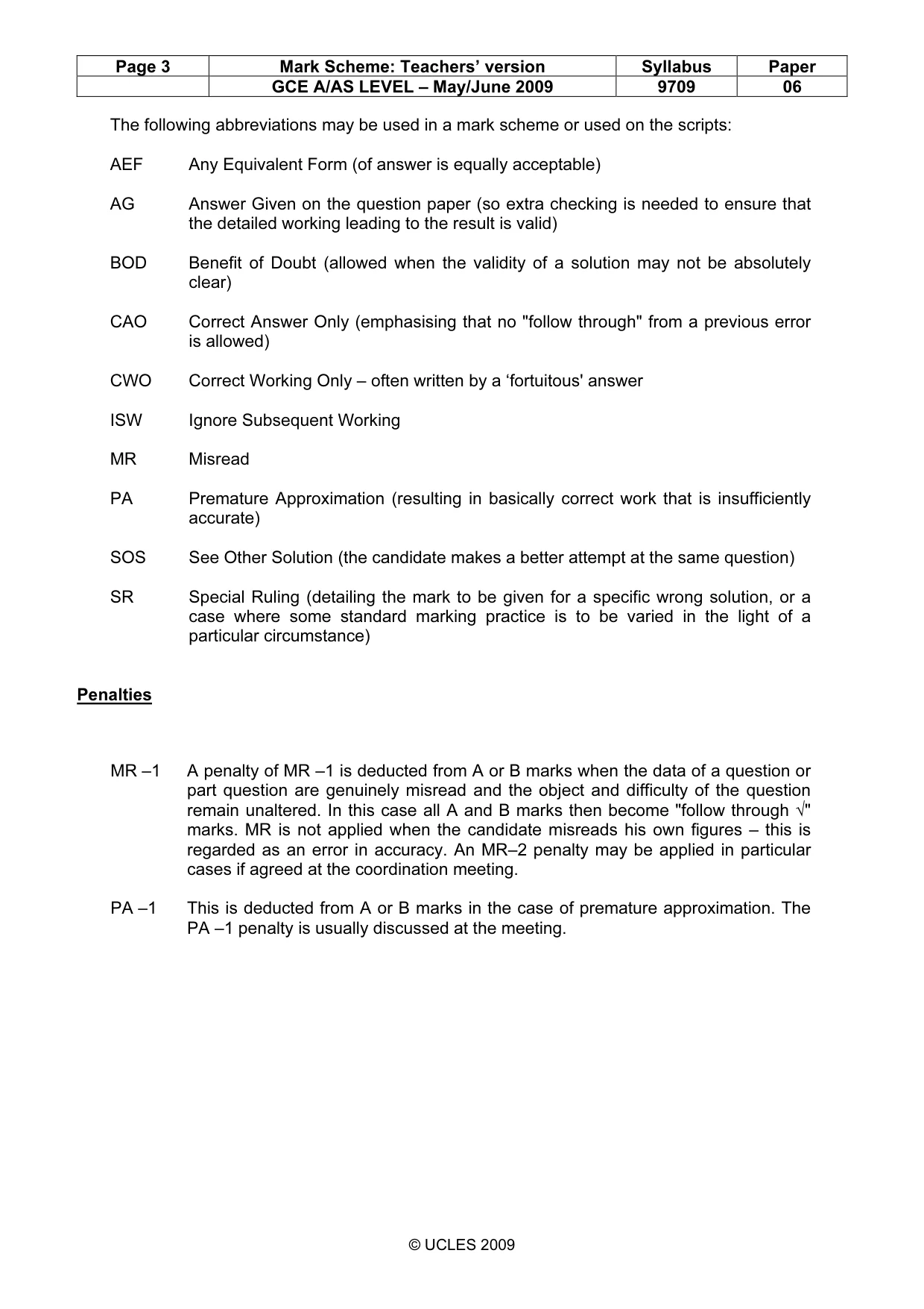 Mark scheme, page 3 of 6
