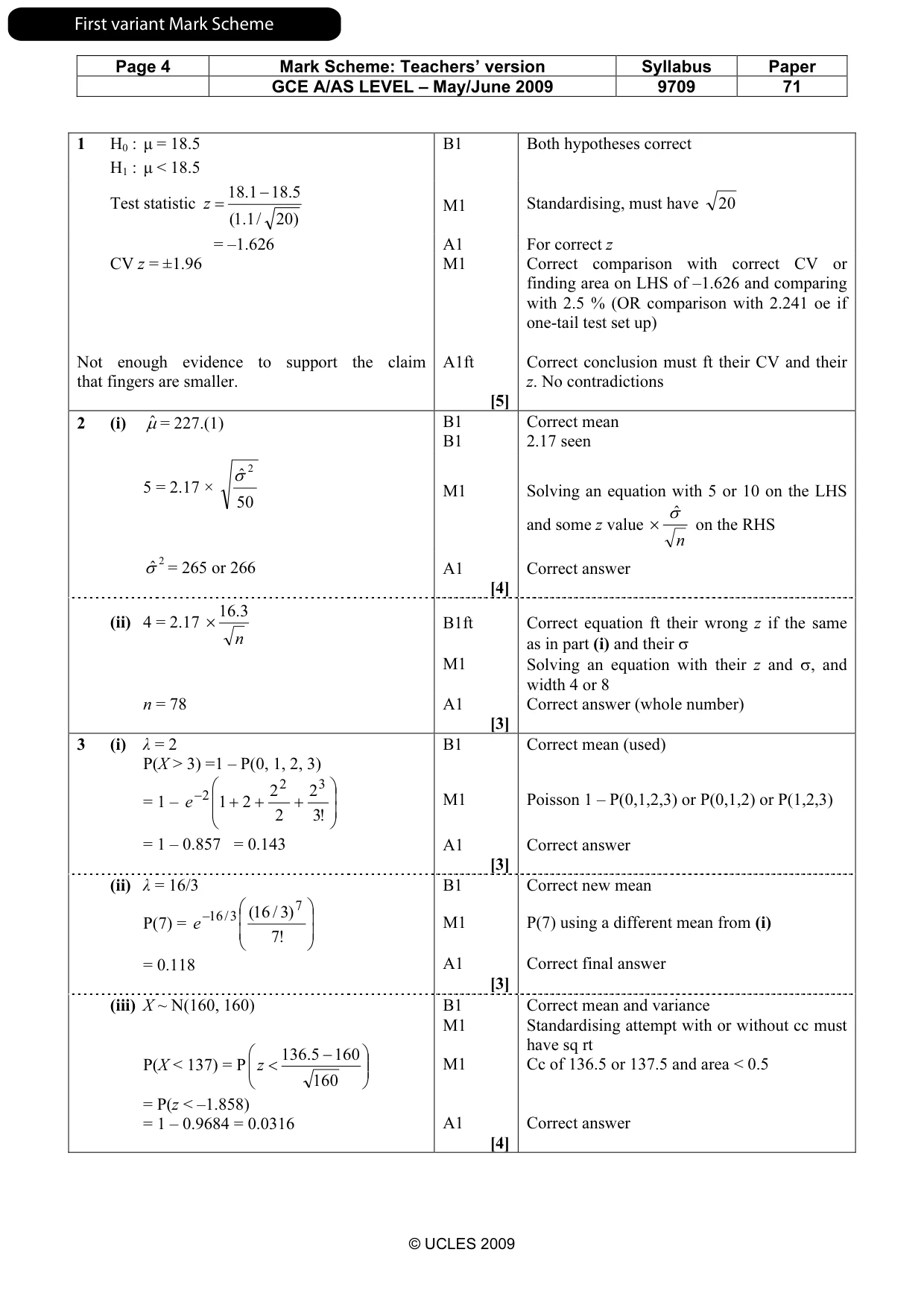 Mark scheme, page 5 of 13