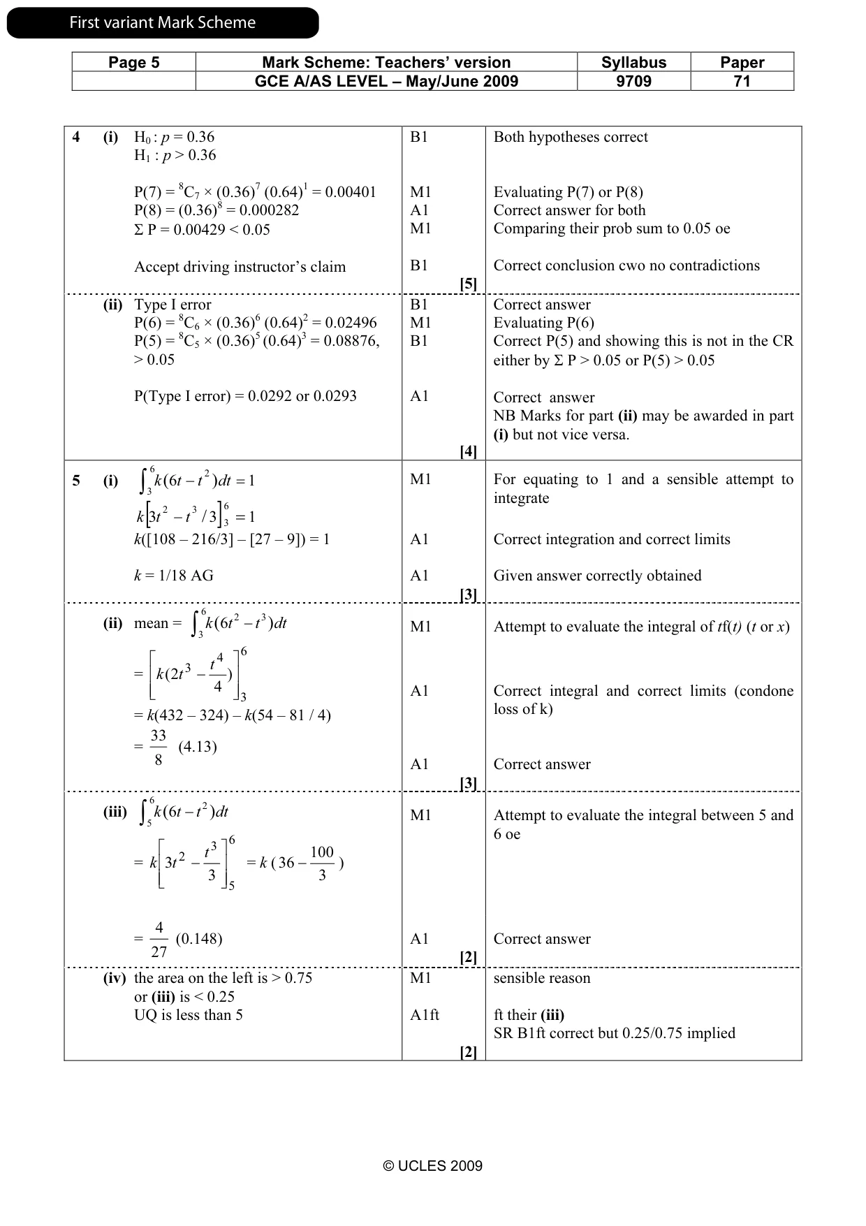 Mark scheme, page 6 of 13