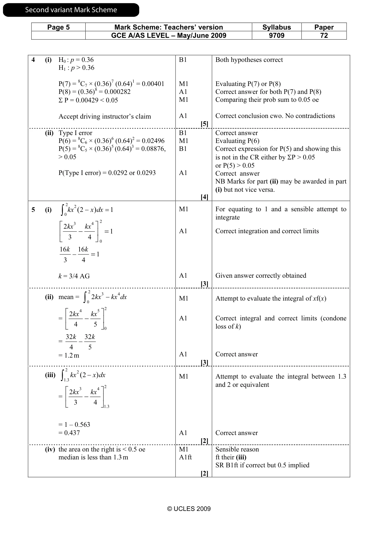 Mark scheme, page 12 of 13