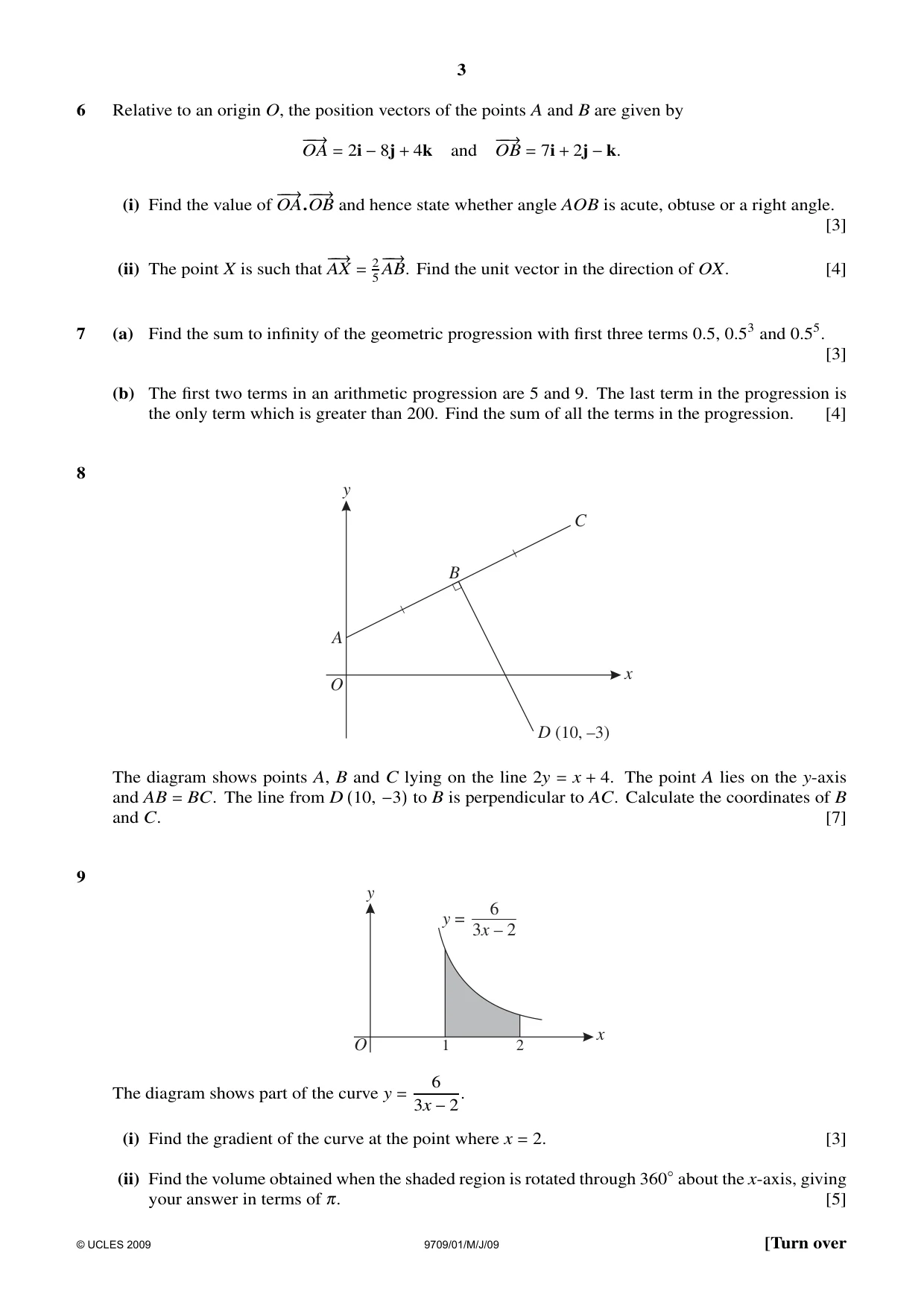 Cambridge A Level Mathematics 9709 2009 May/June Paper 1 · Variant 1 question paper, page 3 of 4