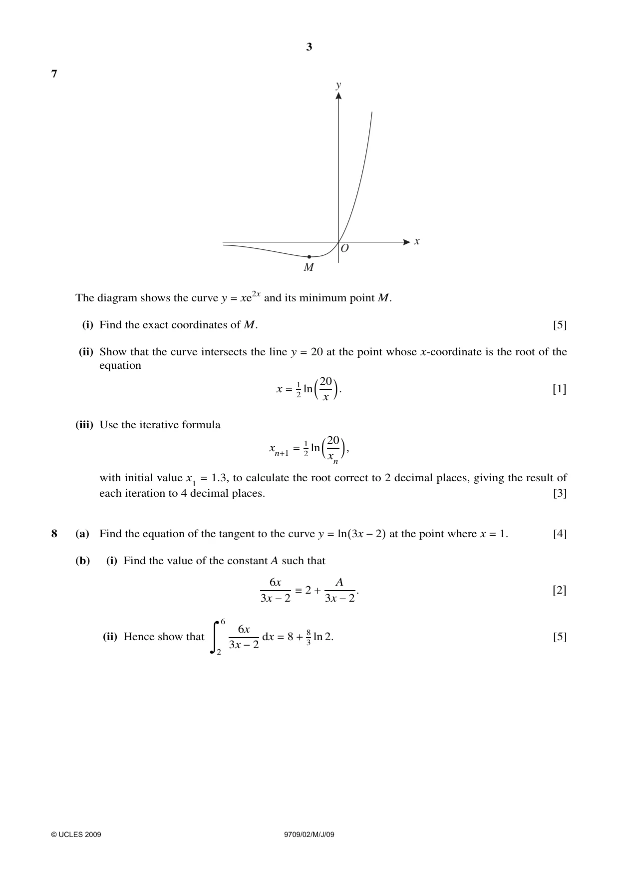 Cambridge A Level Mathematics 9709 2009 May/June Paper 2 · Variant 1 question paper, page 3 of 4