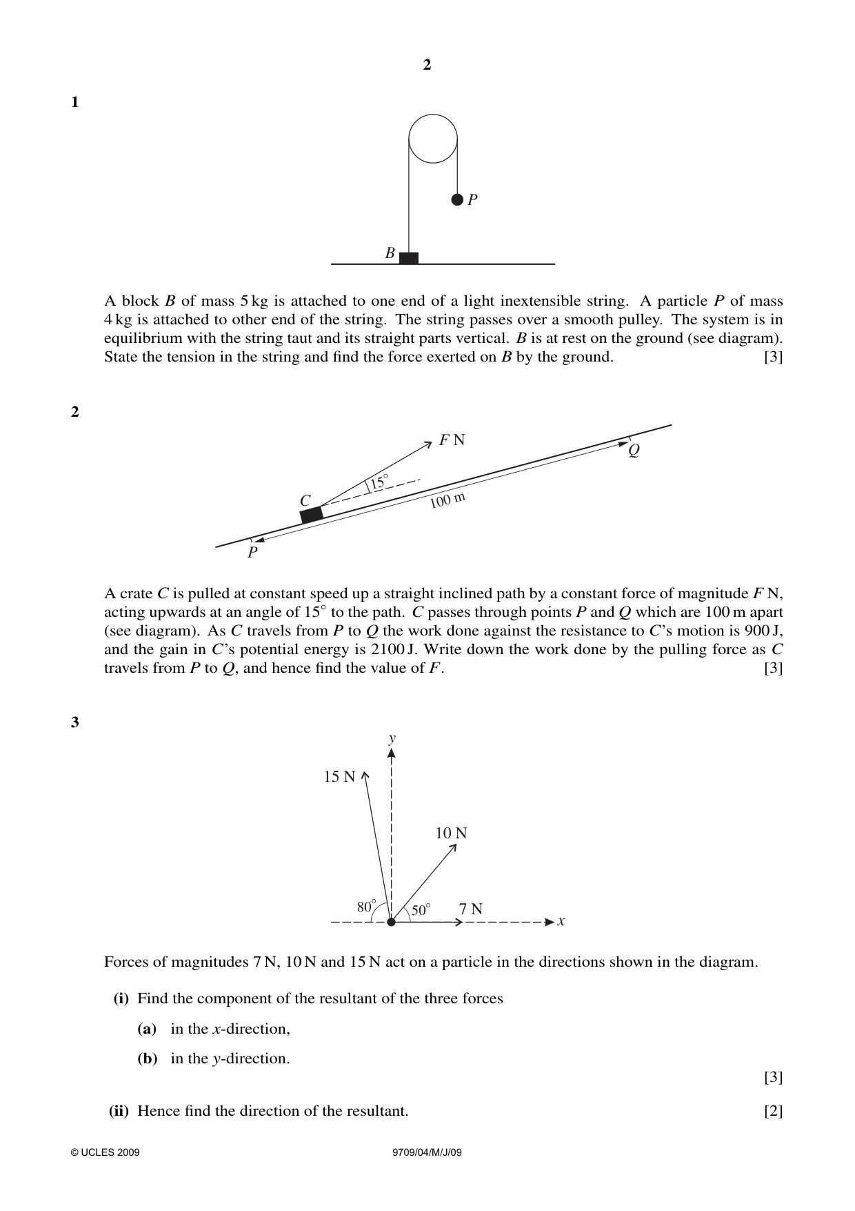 Cambridge A Level Mathematics 9709 2009 May/June Paper 4 · Variant 1 question paper, page 2 of 4