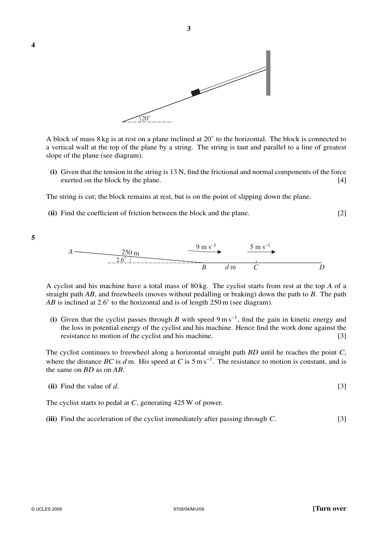 Cambridge A Level Mathematics 9709 2009 May/June Paper 4 · Variant 1 question paper, page 3 of 4