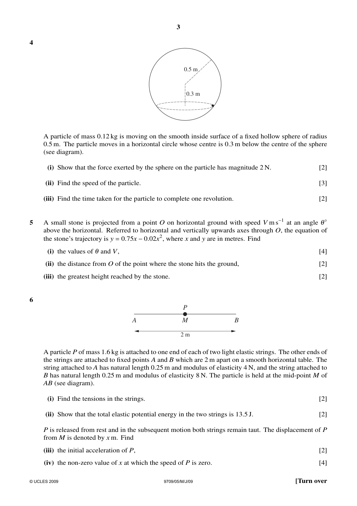 Cambridge A Level Mathematics 9709 2009 May/June Paper 5 · Variant 1 question paper, page 3 of 4
