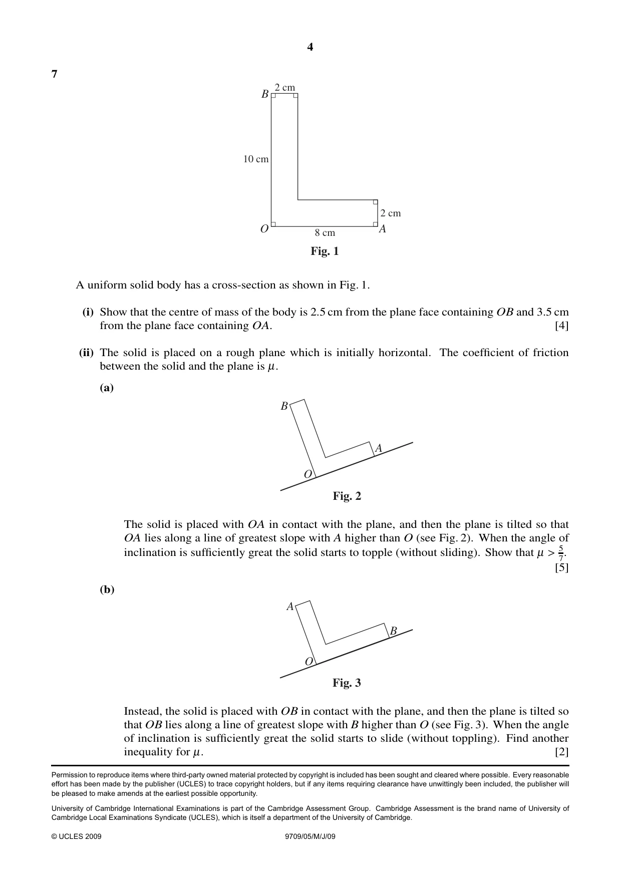 Cambridge A Level Mathematics 9709 2009 May/June Paper 5 · Variant 1 question paper, page 4 of 4
