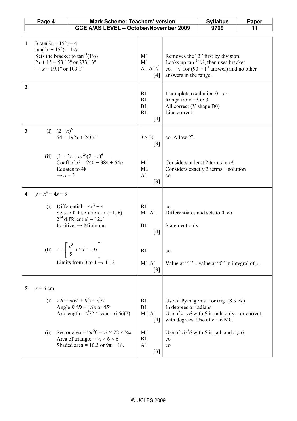 Mark scheme, page 4 of 7