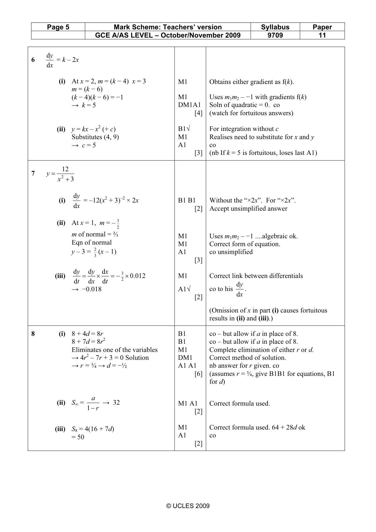 Mark scheme, page 5 of 7