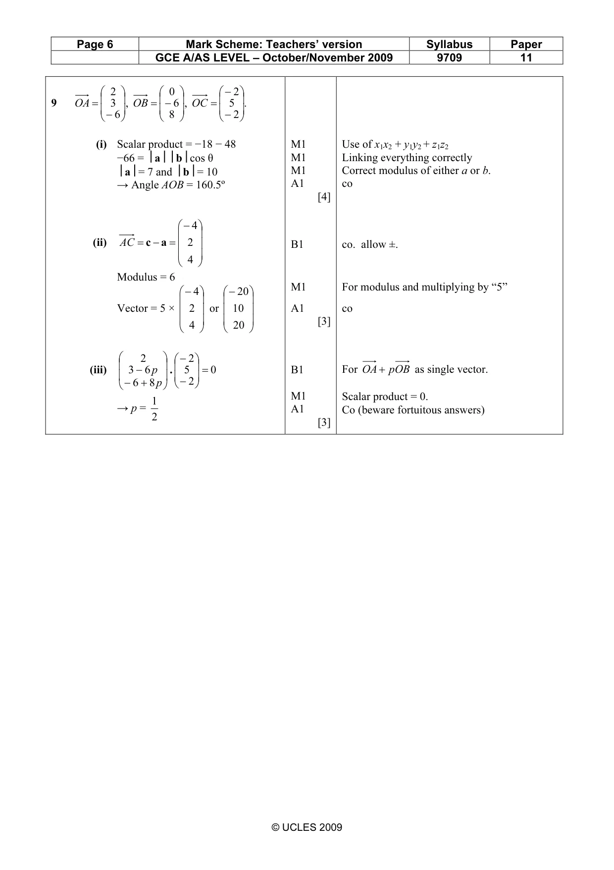 Mark scheme, page 6 of 7