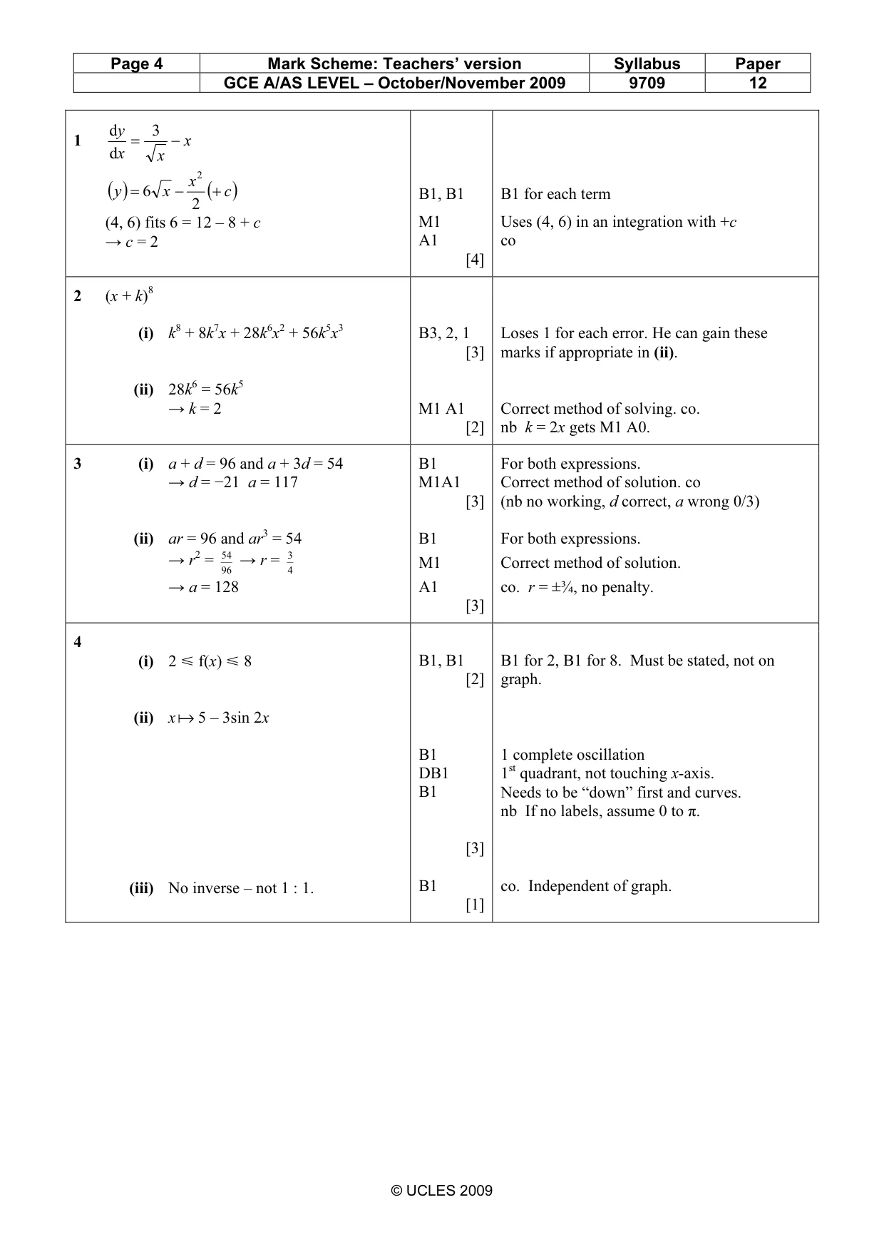 Mark scheme, page 4 of 7