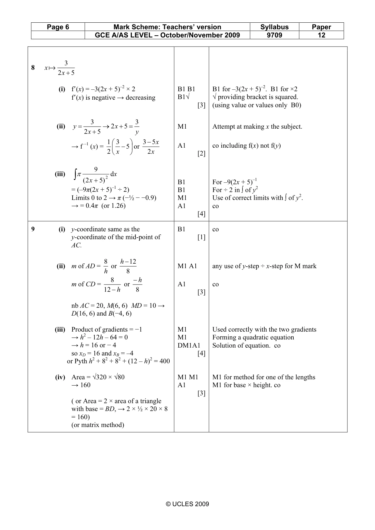 Mark scheme, page 6 of 7