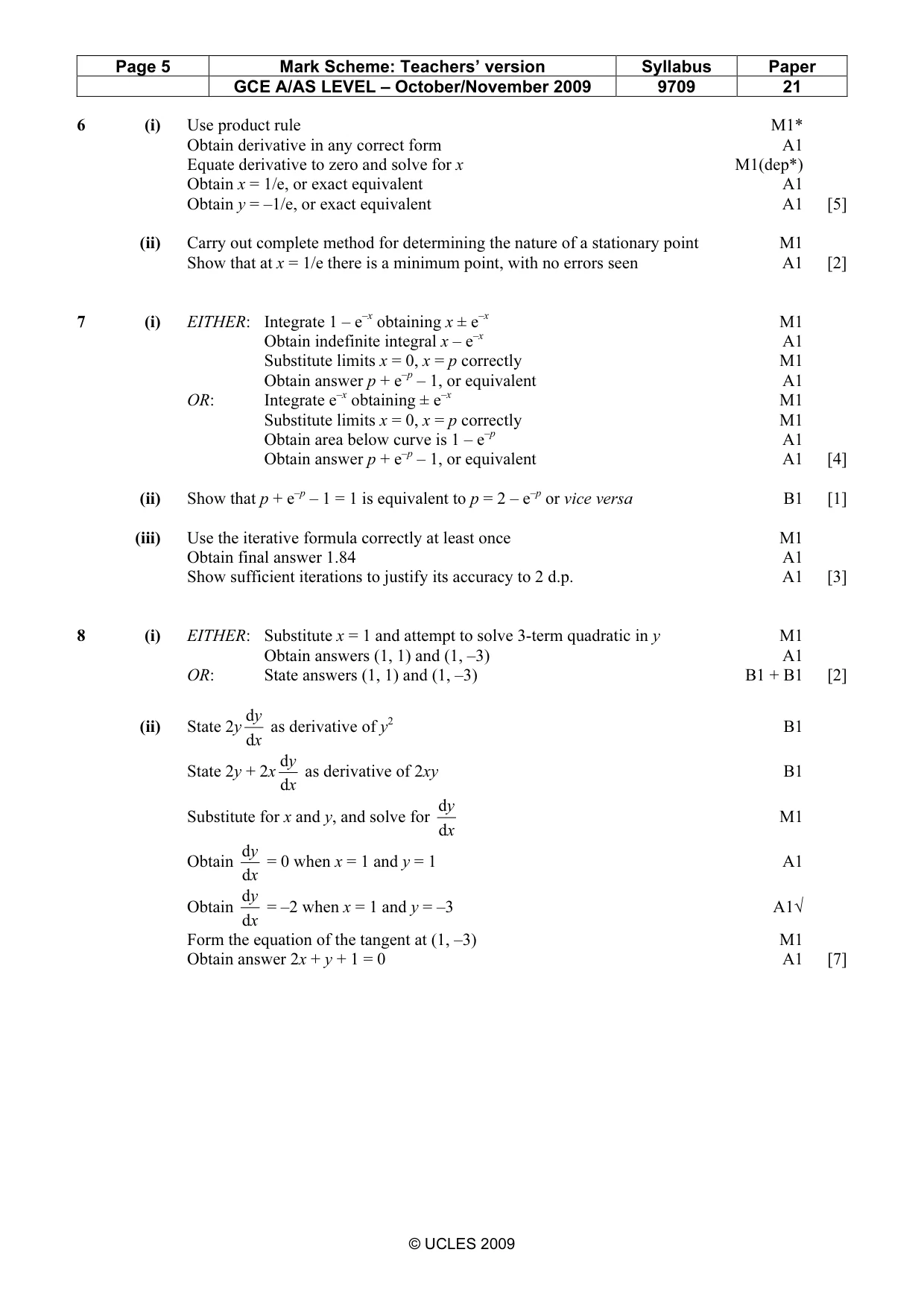 Mark scheme, page 5 of 5
