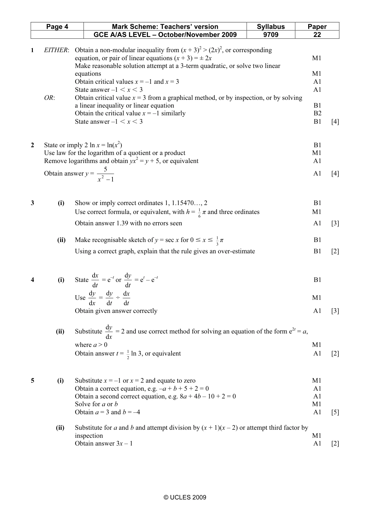 Mark scheme, page 4 of 5