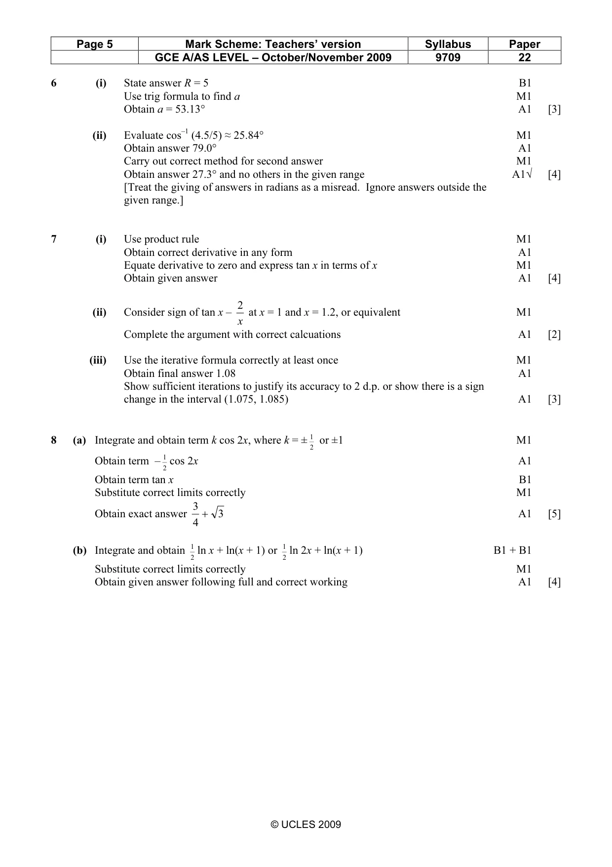 Mark scheme, page 5 of 5
