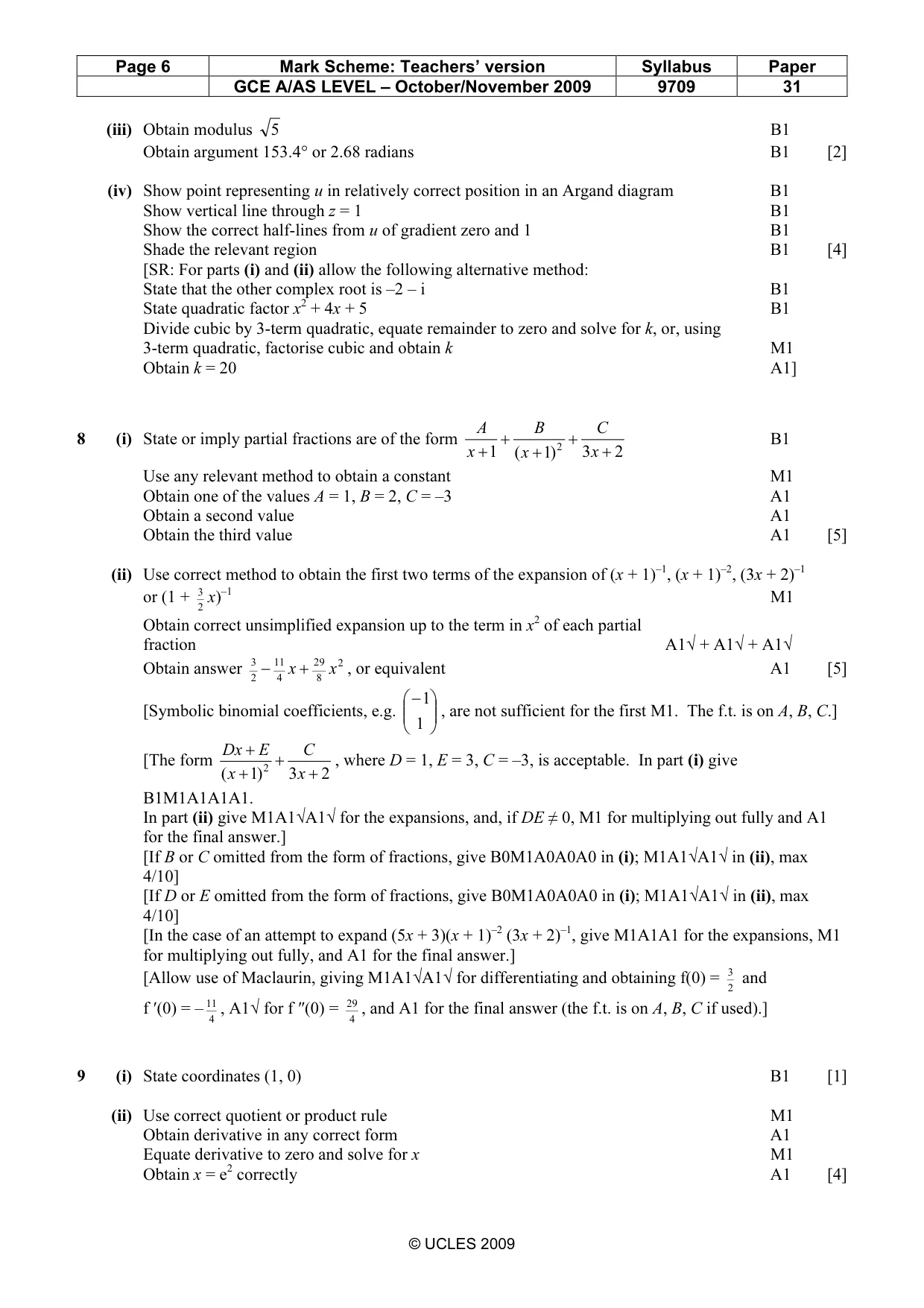Mark scheme, page 6 of 7