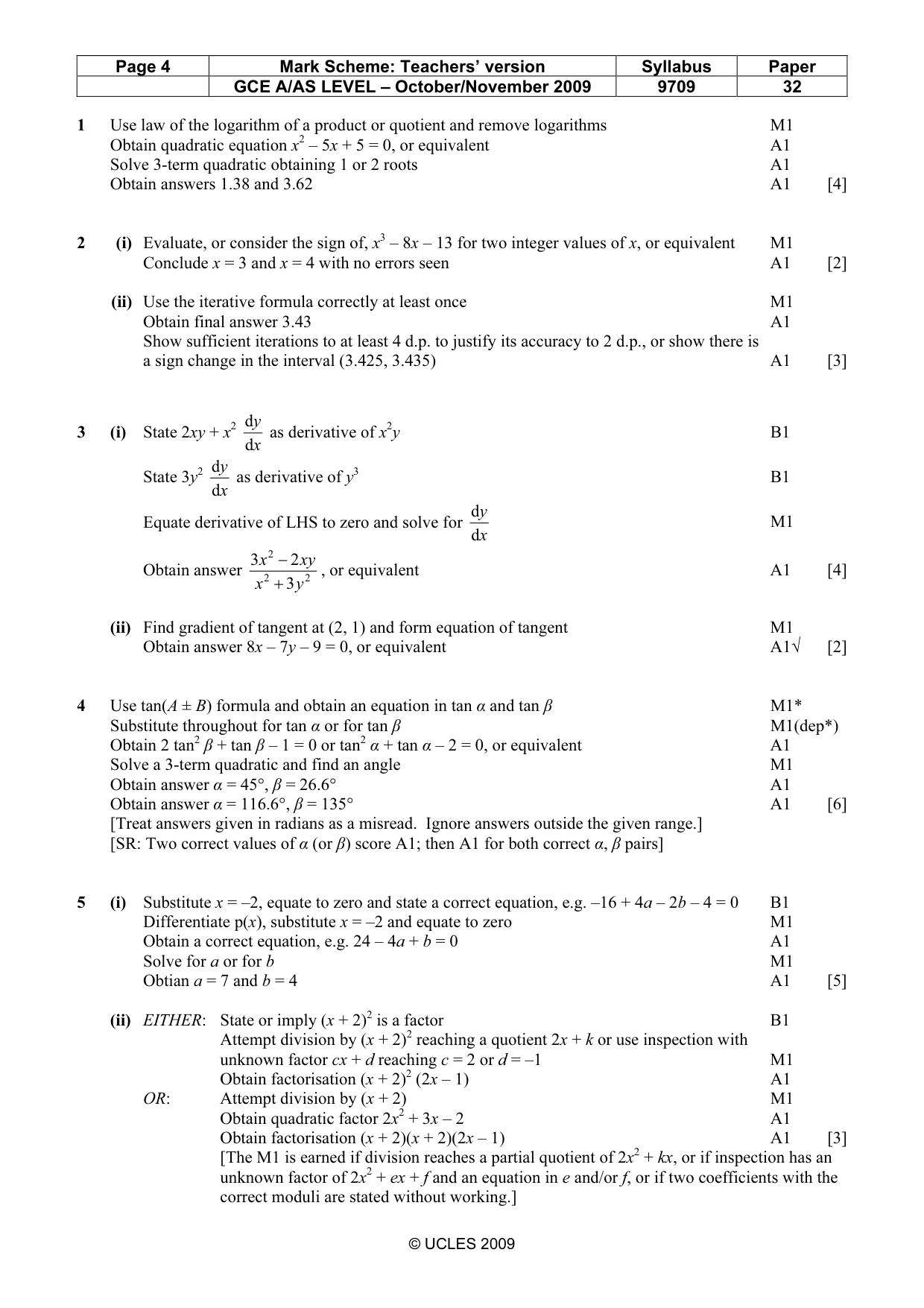 Mark scheme, page 4 of 7