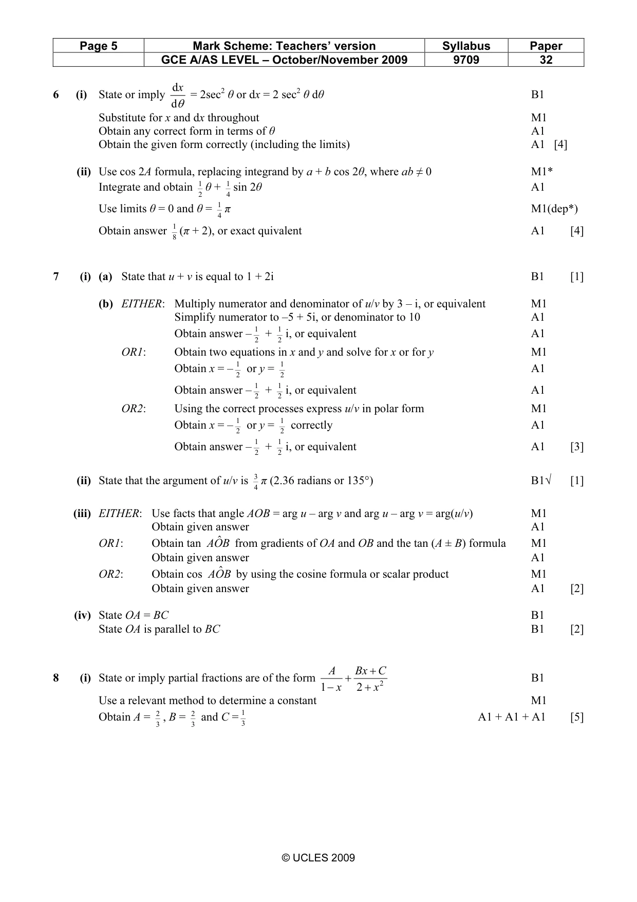 Mark scheme, page 5 of 7