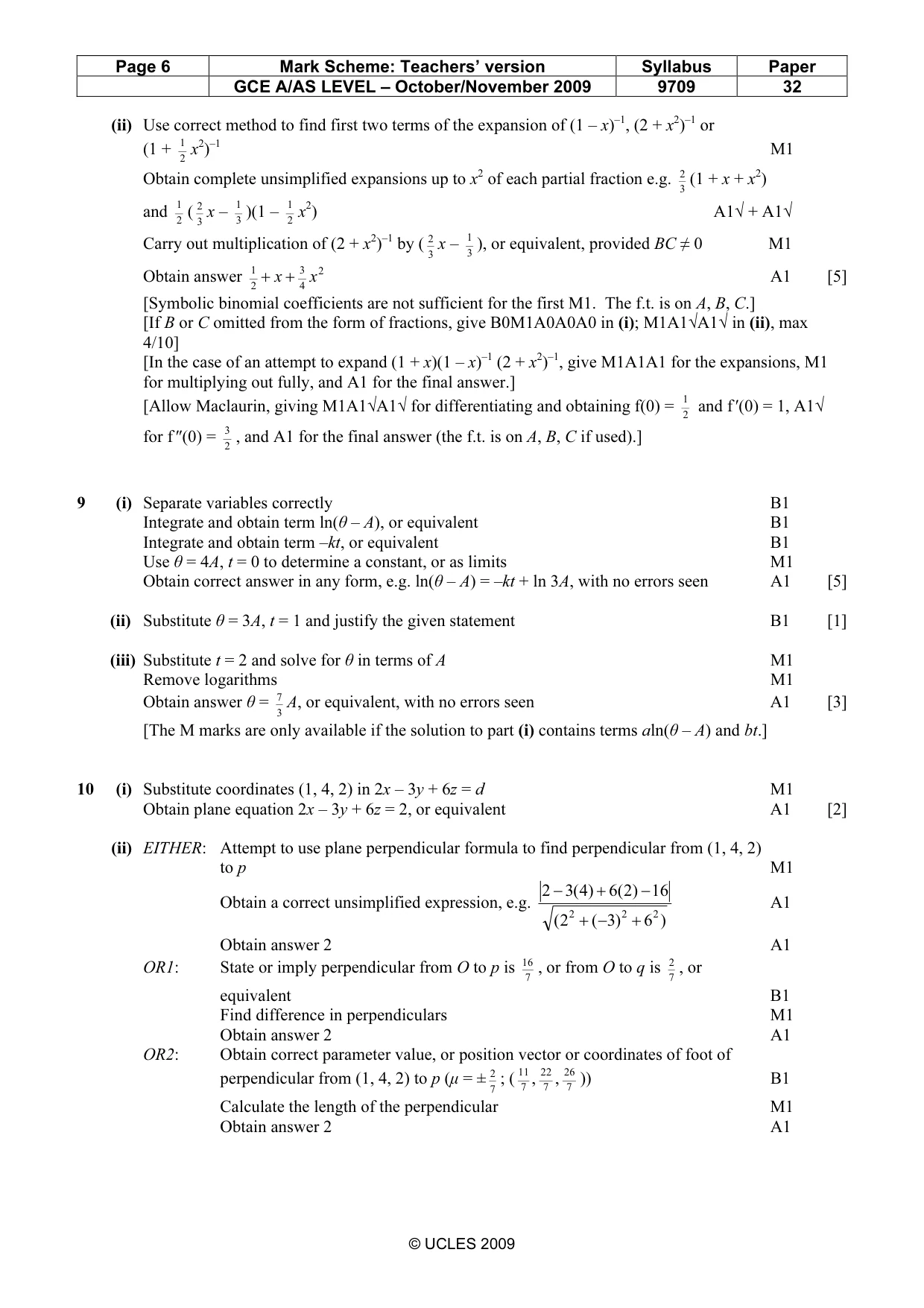 Mark scheme, page 6 of 7