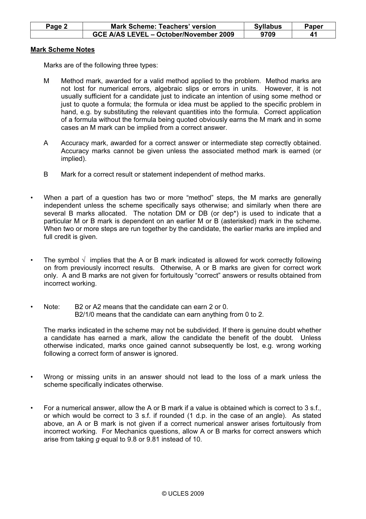 Mark scheme, page 2 of 6