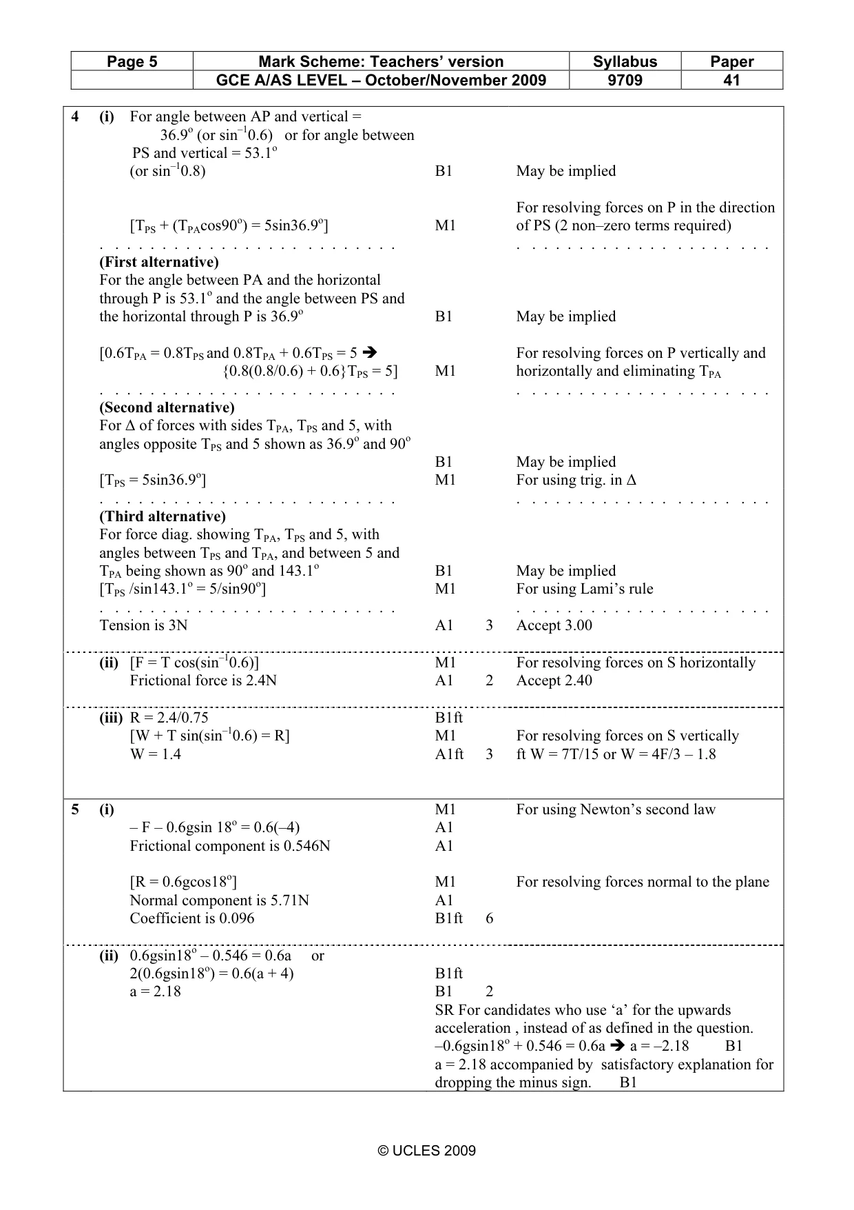 Mark scheme, page 5 of 6