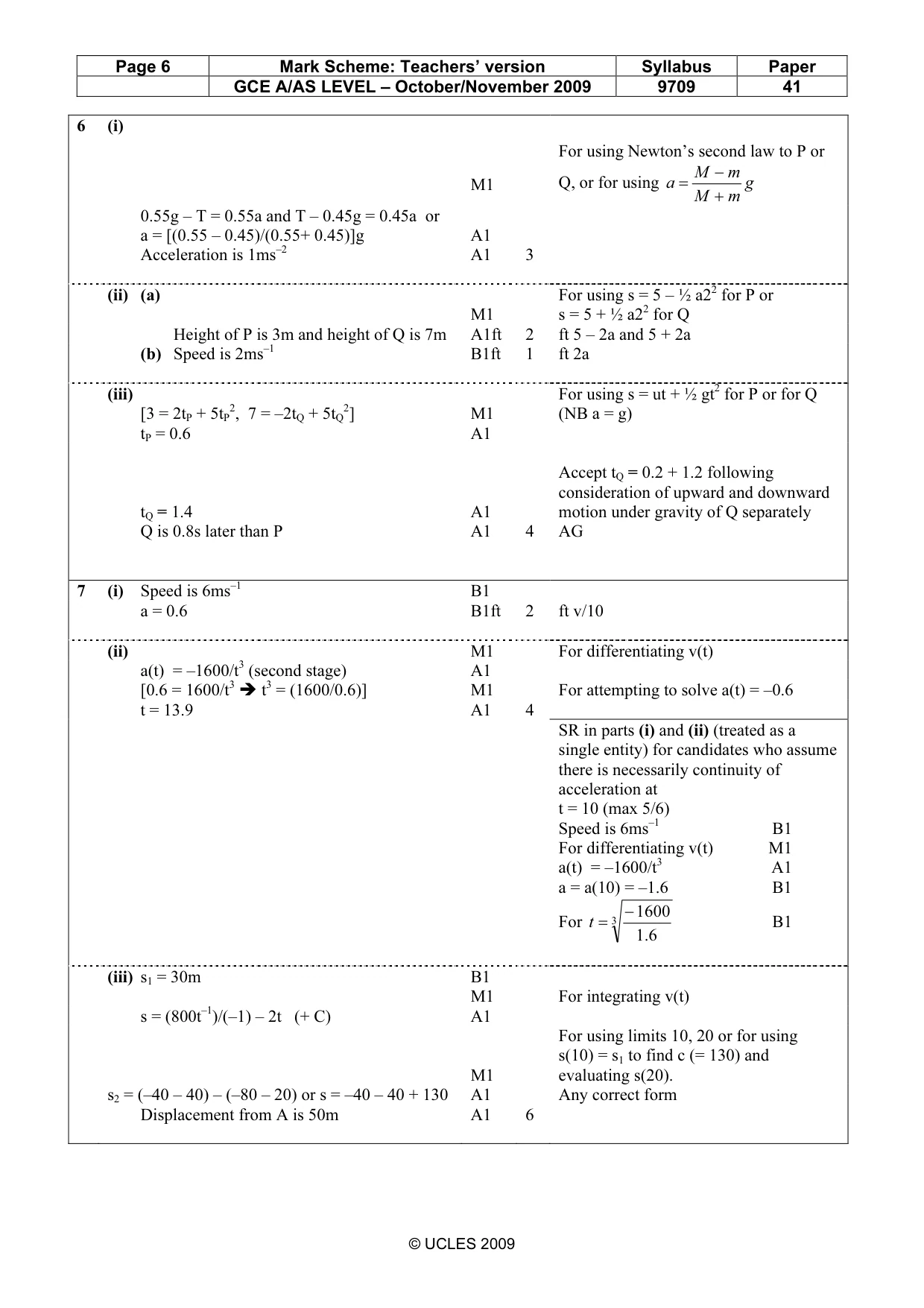 Mark scheme, page 6 of 6