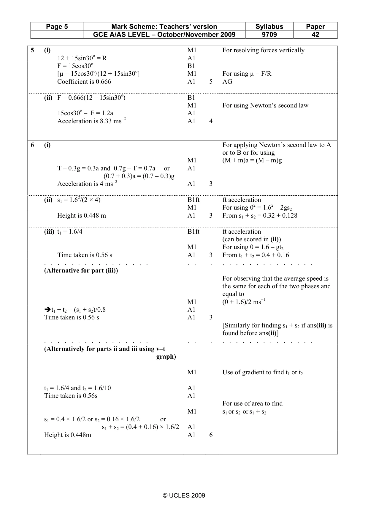 Mark scheme, page 5 of 6