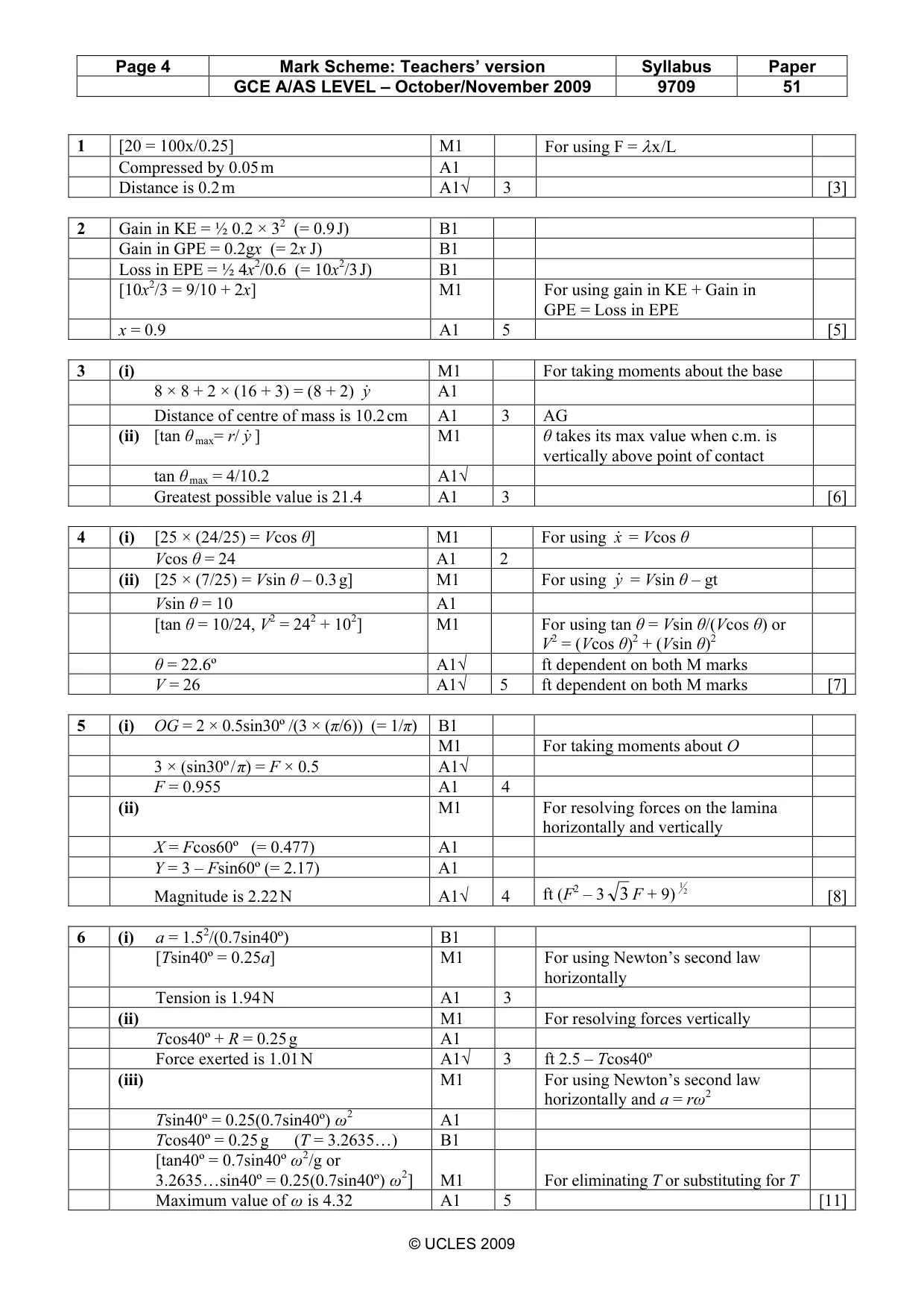 Mark scheme, page 4 of 5